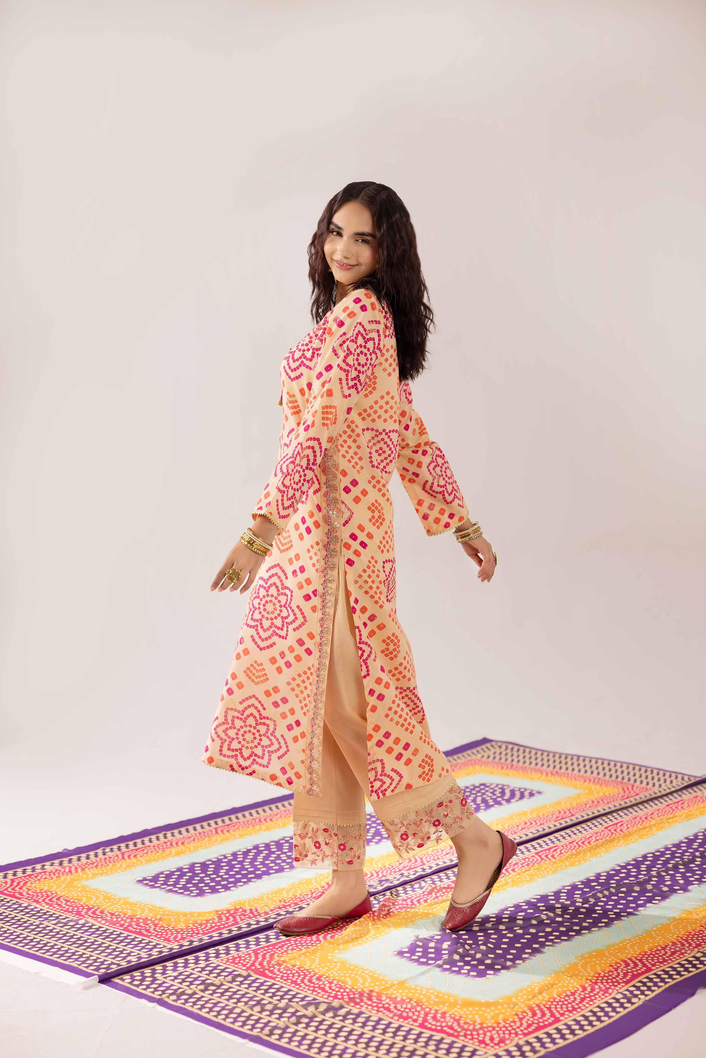 2 Piece - Printed Embroidered Suit -PE25-72 - Image 3