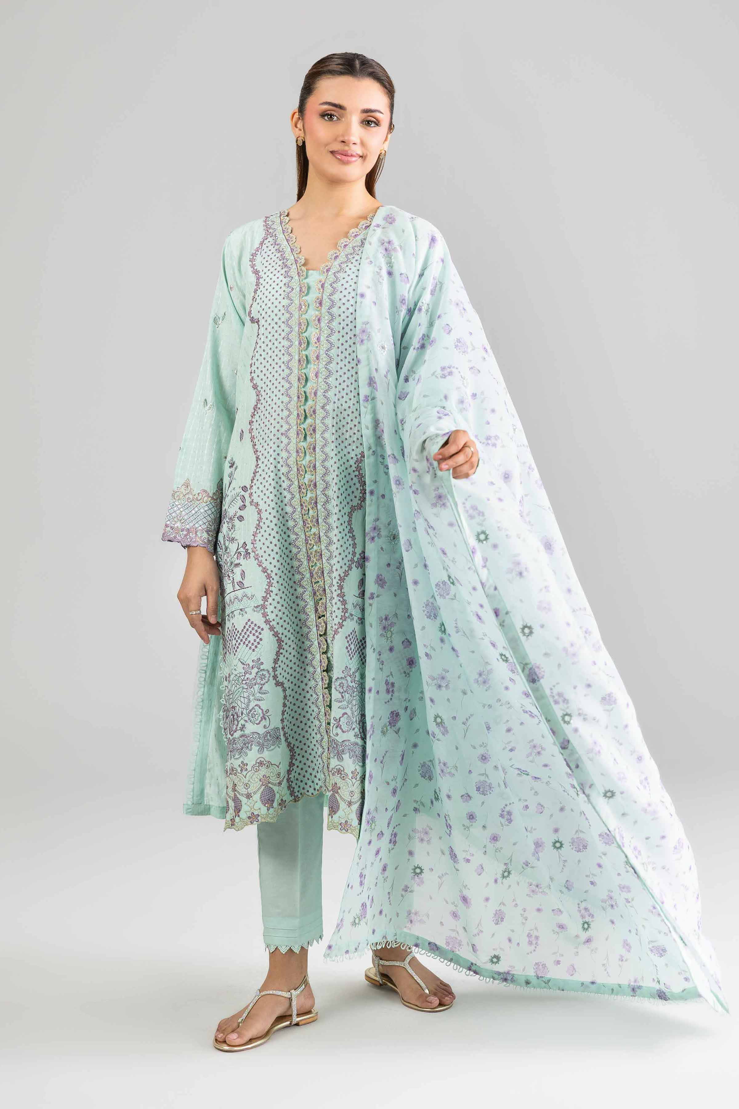 3 Piece - Embroidered Suit - PE26-114 - Image 3