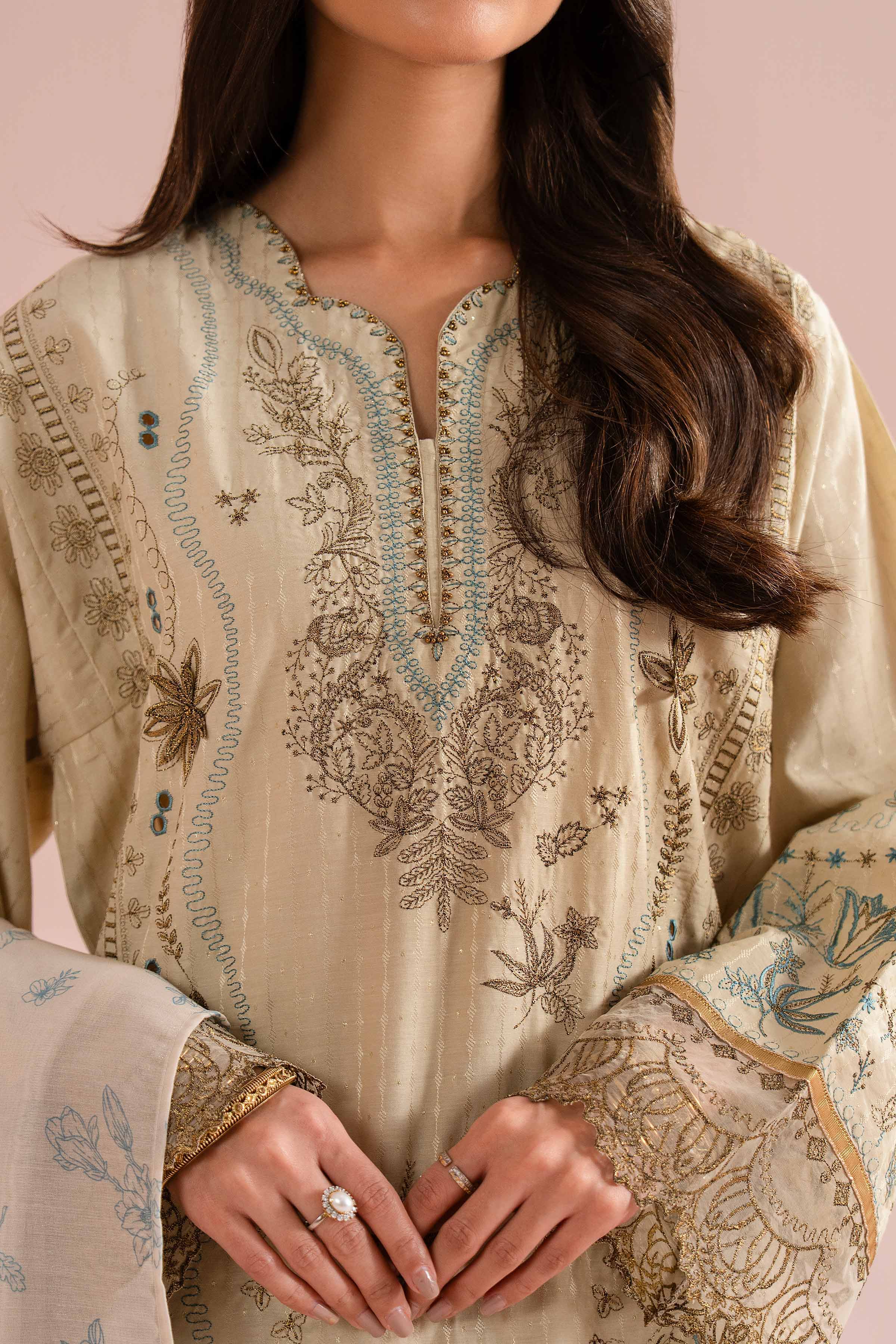 3 Piece - Printed Embroidered Suit - PE26-115 - Image 7