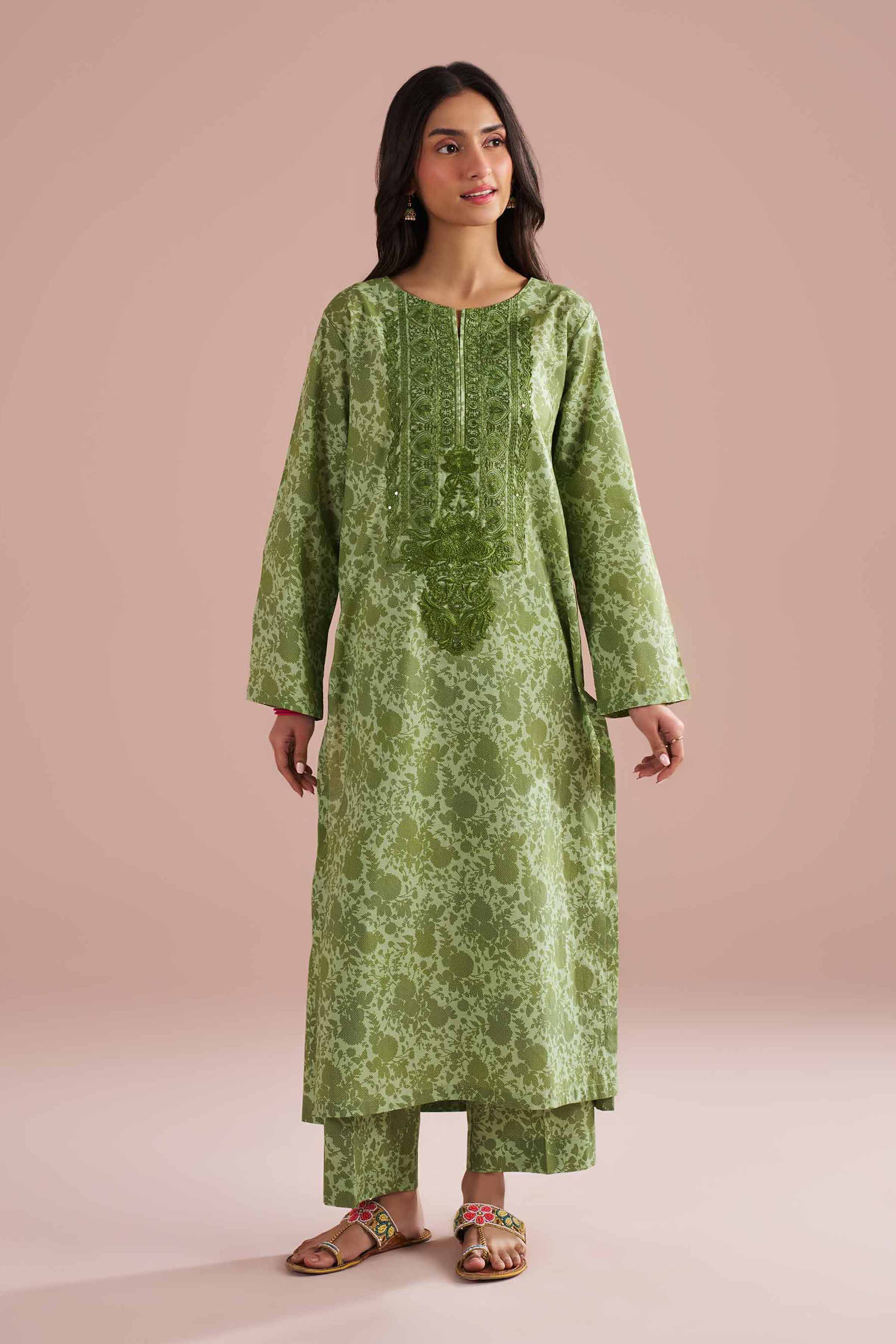 2 Piece - Printed Embroidered Suit - PE26-205 - Image 2