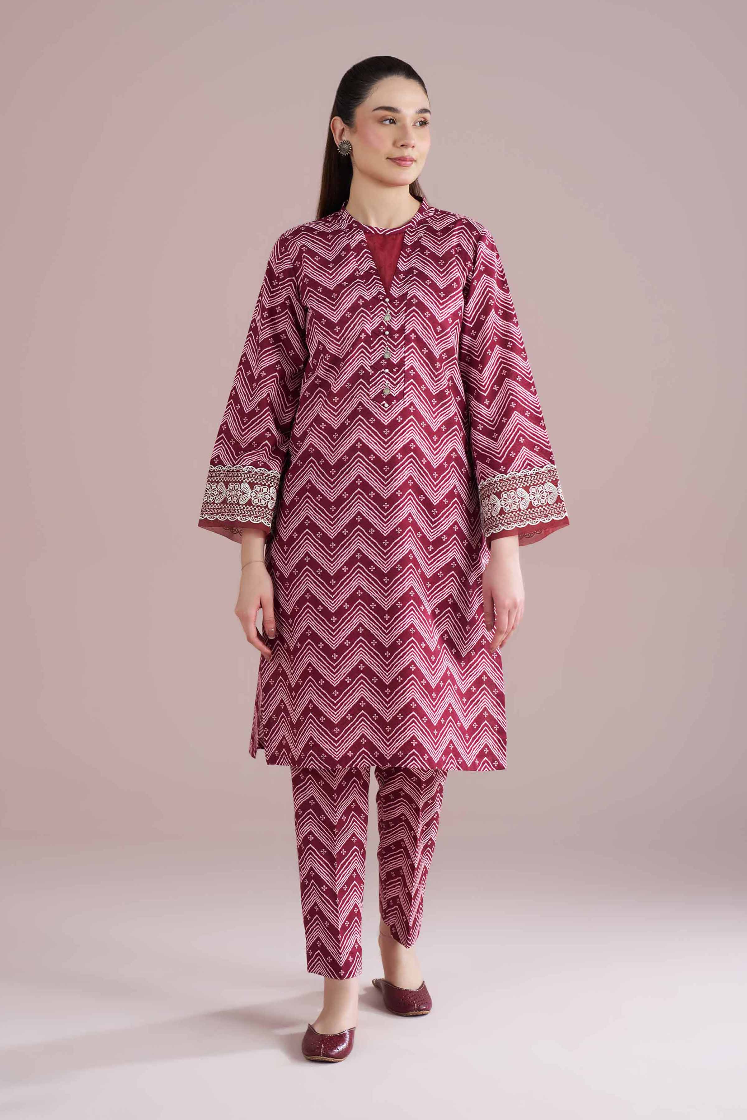 2 Piece - Printed Embroidered Suit - PE26-206 - Image 4