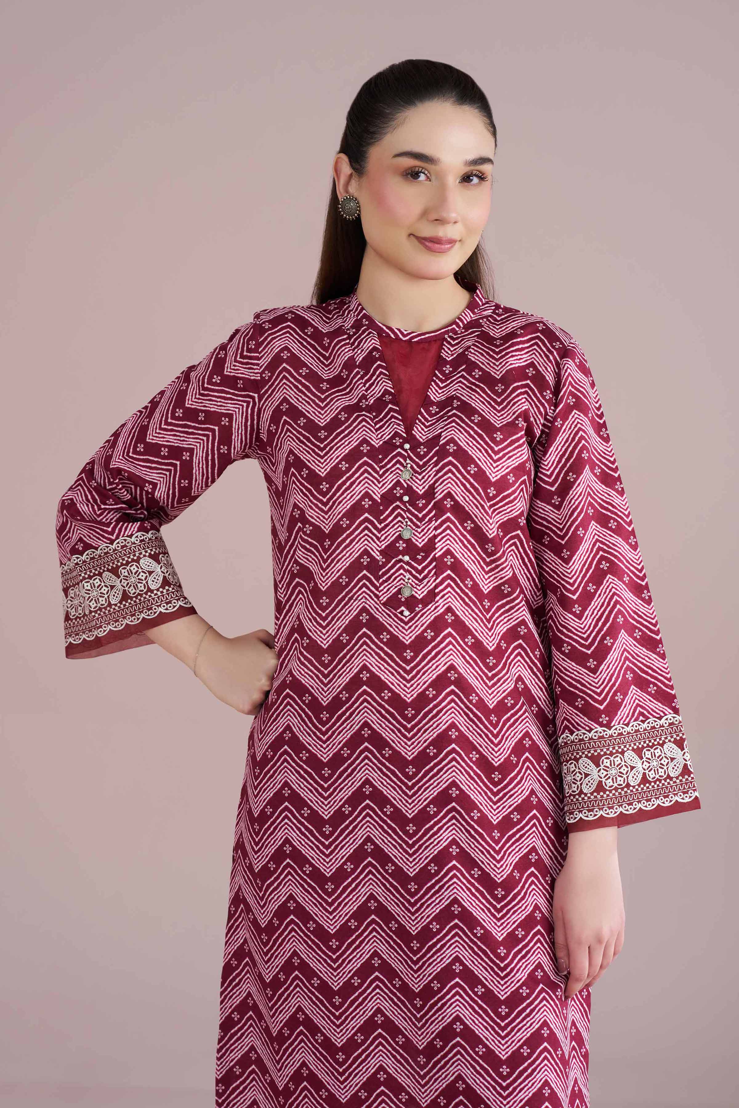 2 Piece - Printed Embroidered Suit - PE26-206 - Image 7