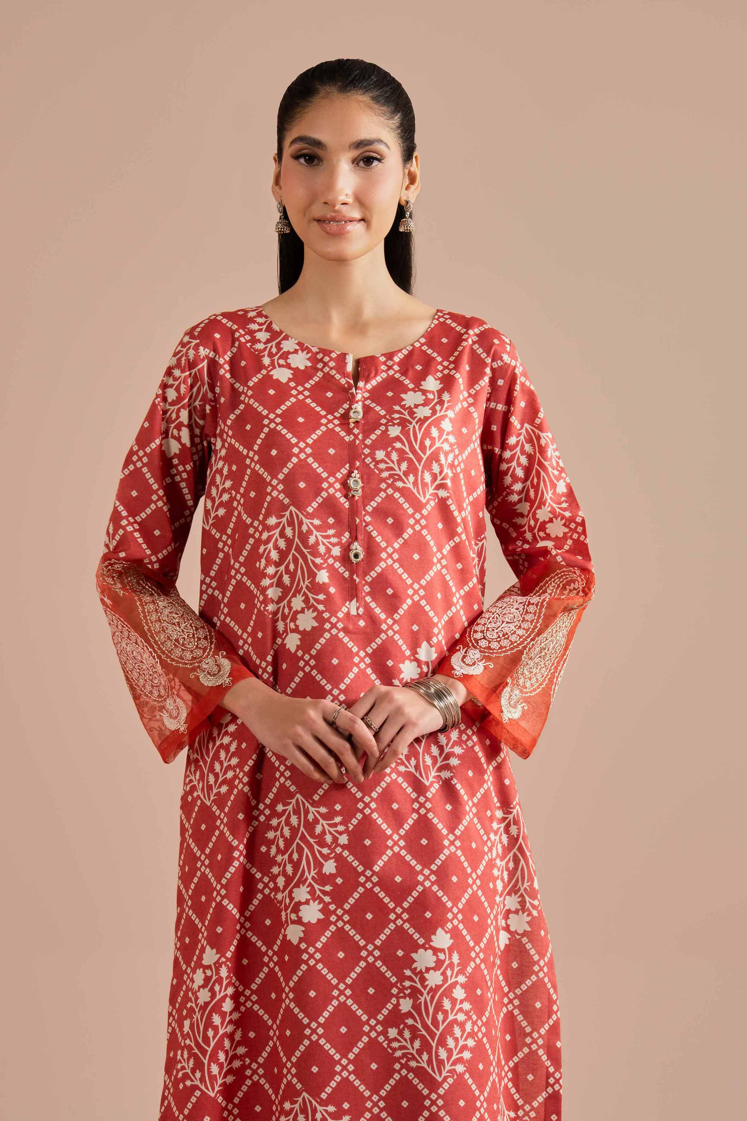2 Piece - Printed Embroidered Suit - PE26-216 - Image 3
