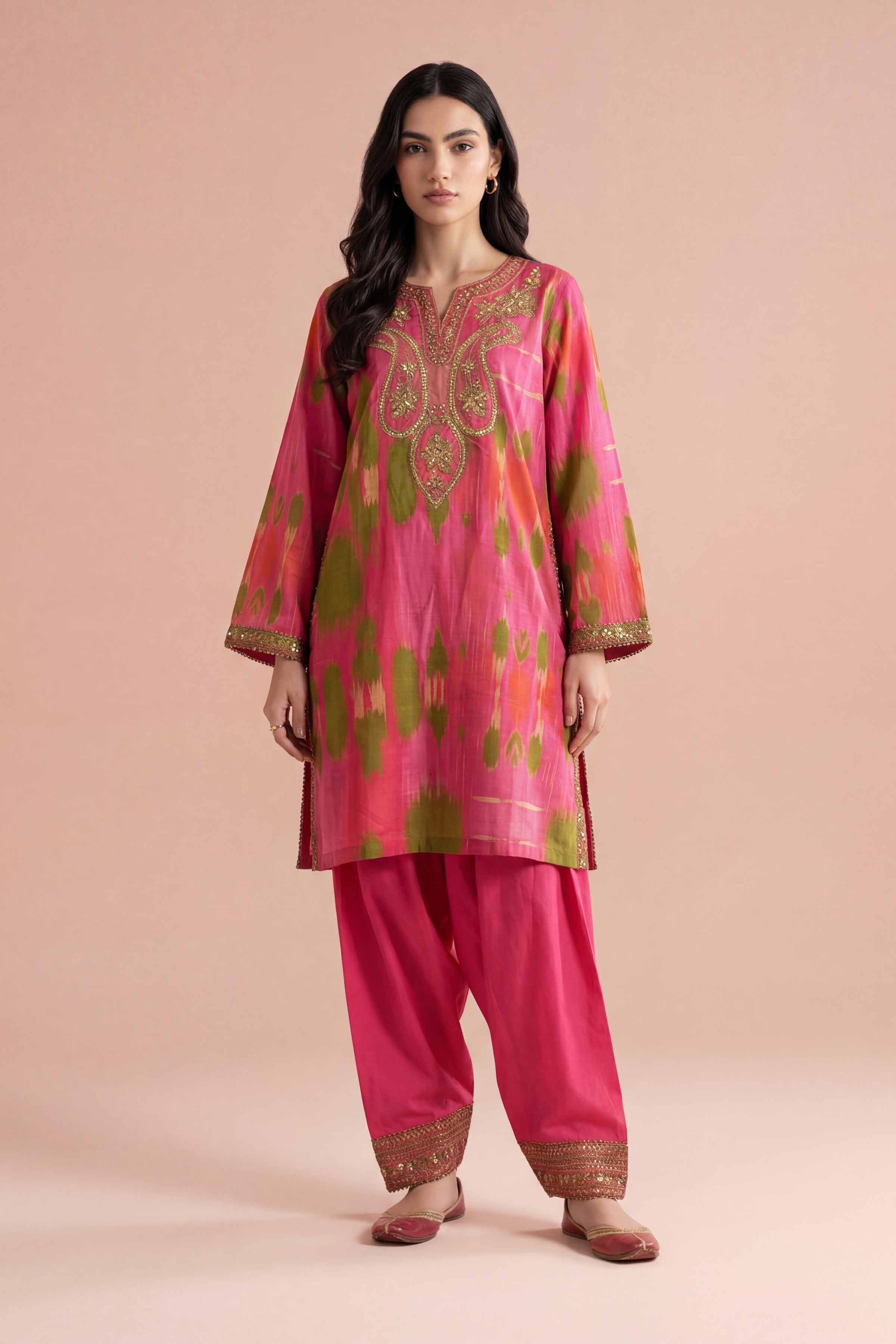 2 Piece - Printed Embroidered Suit - PE26-226 - Image 3