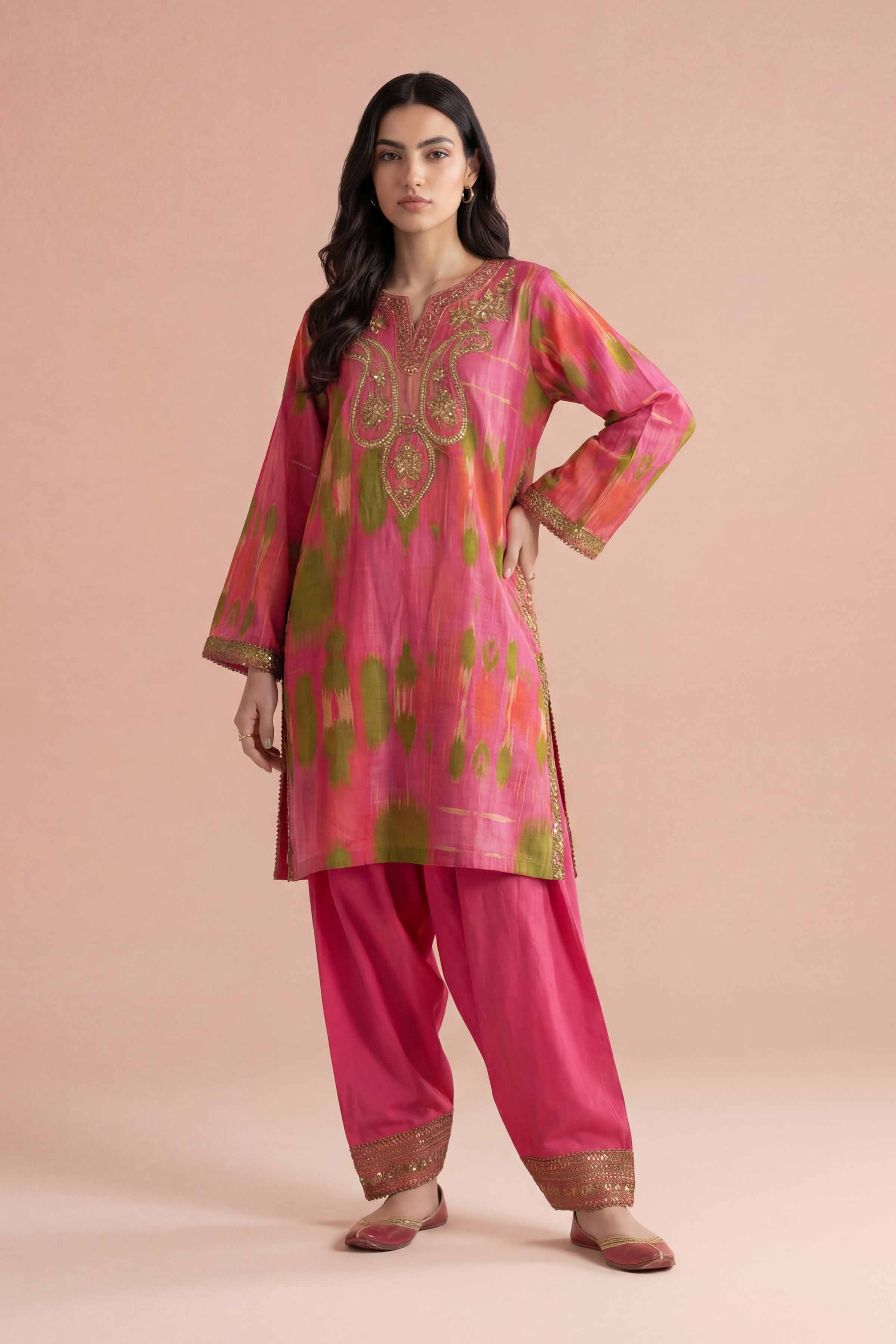 2 Piece - Printed Embroidered Suit - PE26-226 - Image 6