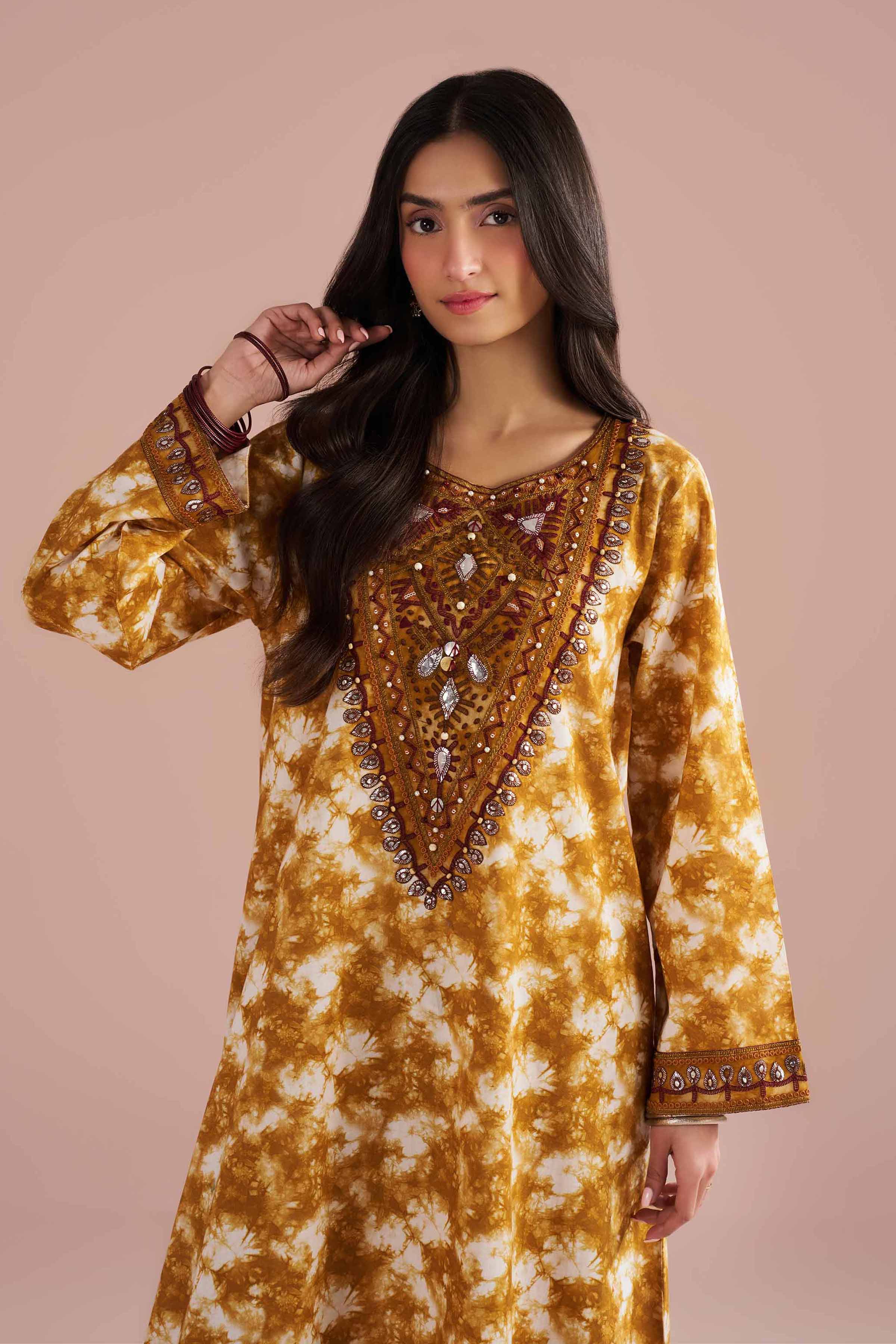 2 Piece - Printed Embroidered Suit - PE26-251 - Image 6