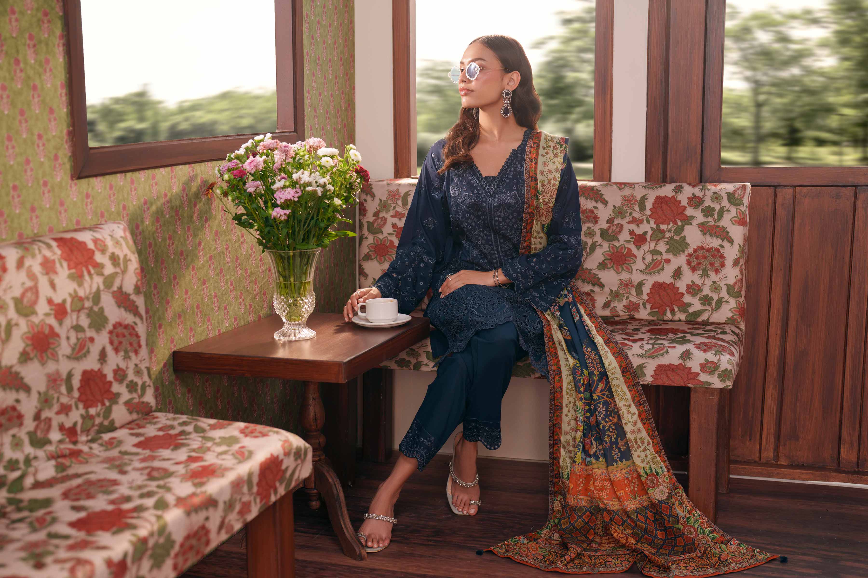 3 Piece - Embroidered Suit - PE26-287 - Image 8
