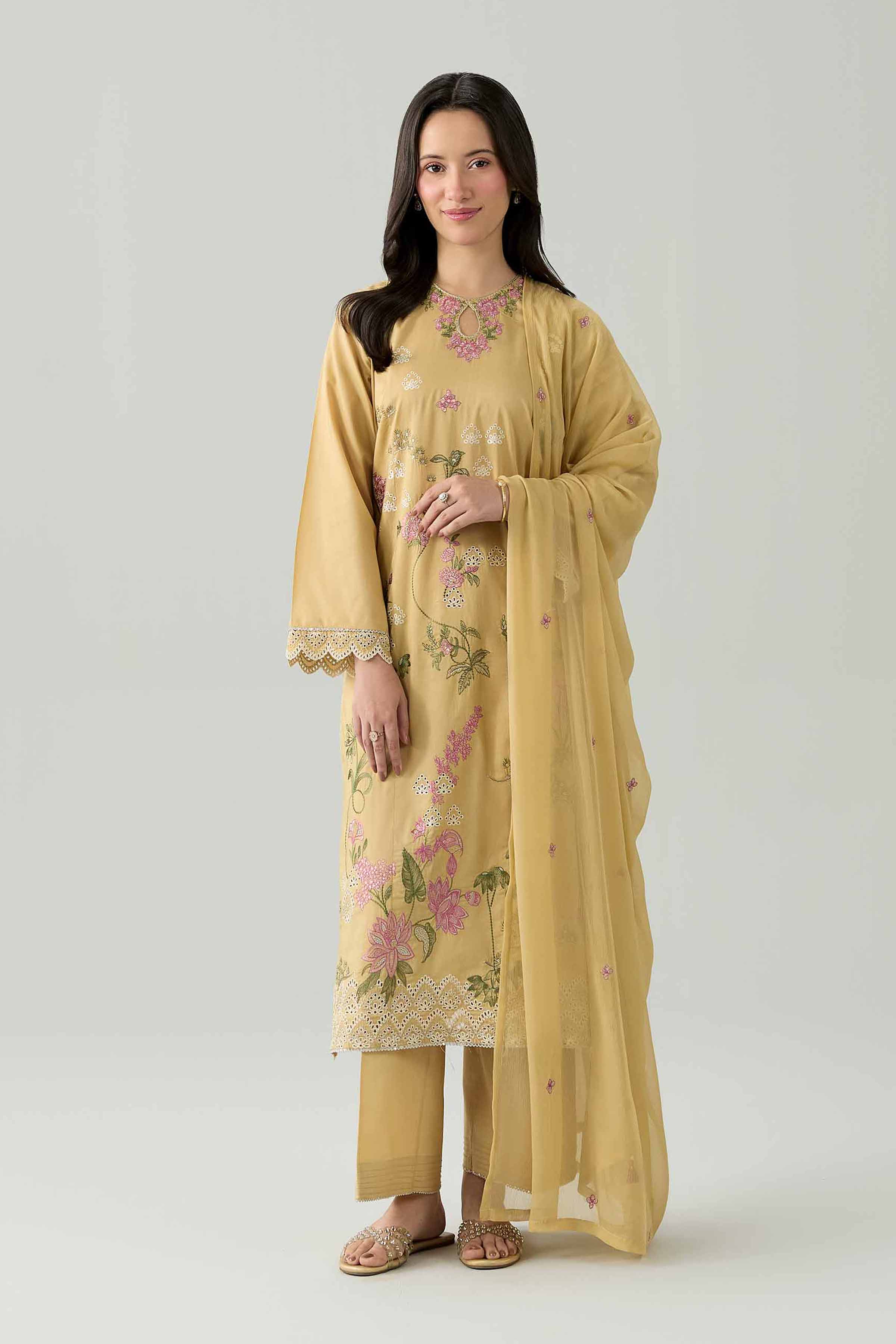 3 Piece - Embroidered Suit - PE26-295 - Image 4