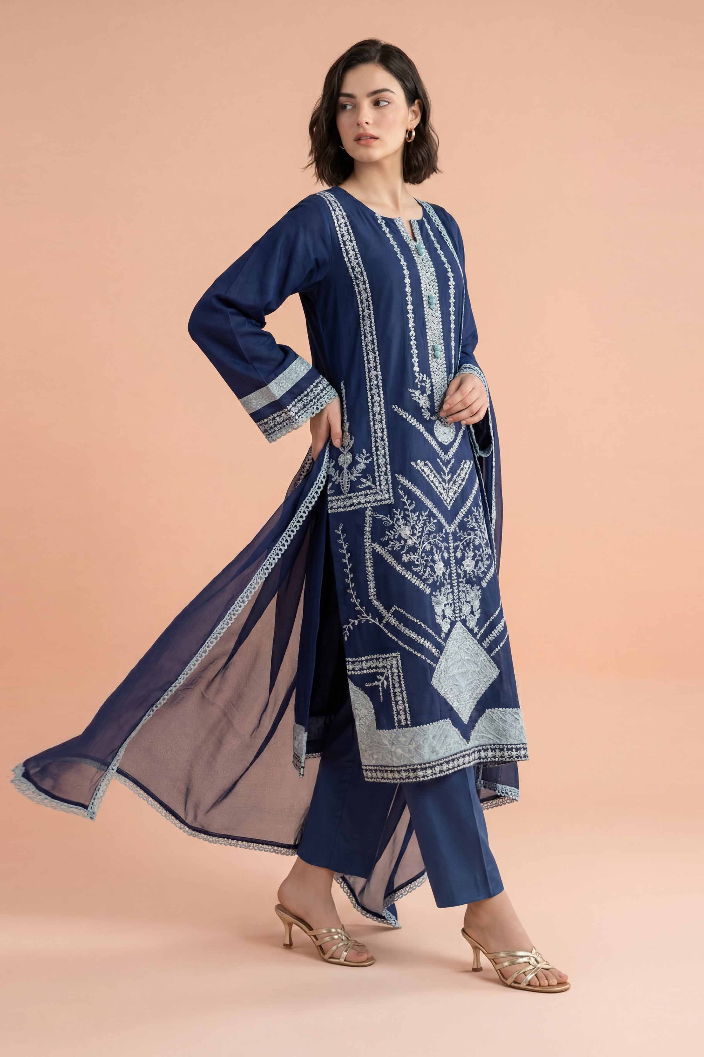 3 Piece - Embroidered Suit - PE26-299 - Image 6