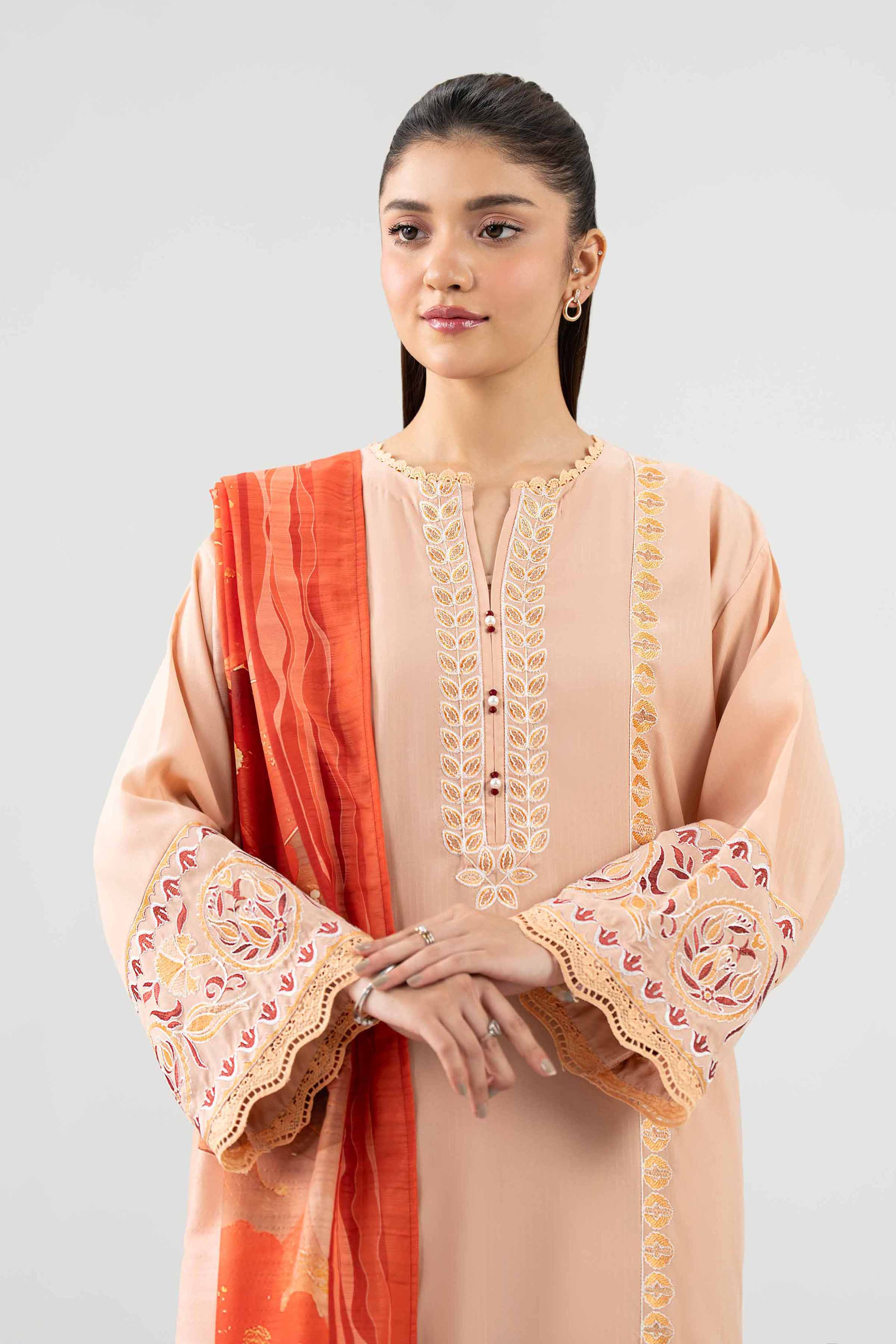 3 Piece - Printed Embroidered Suit - PE26-303 - Image 7