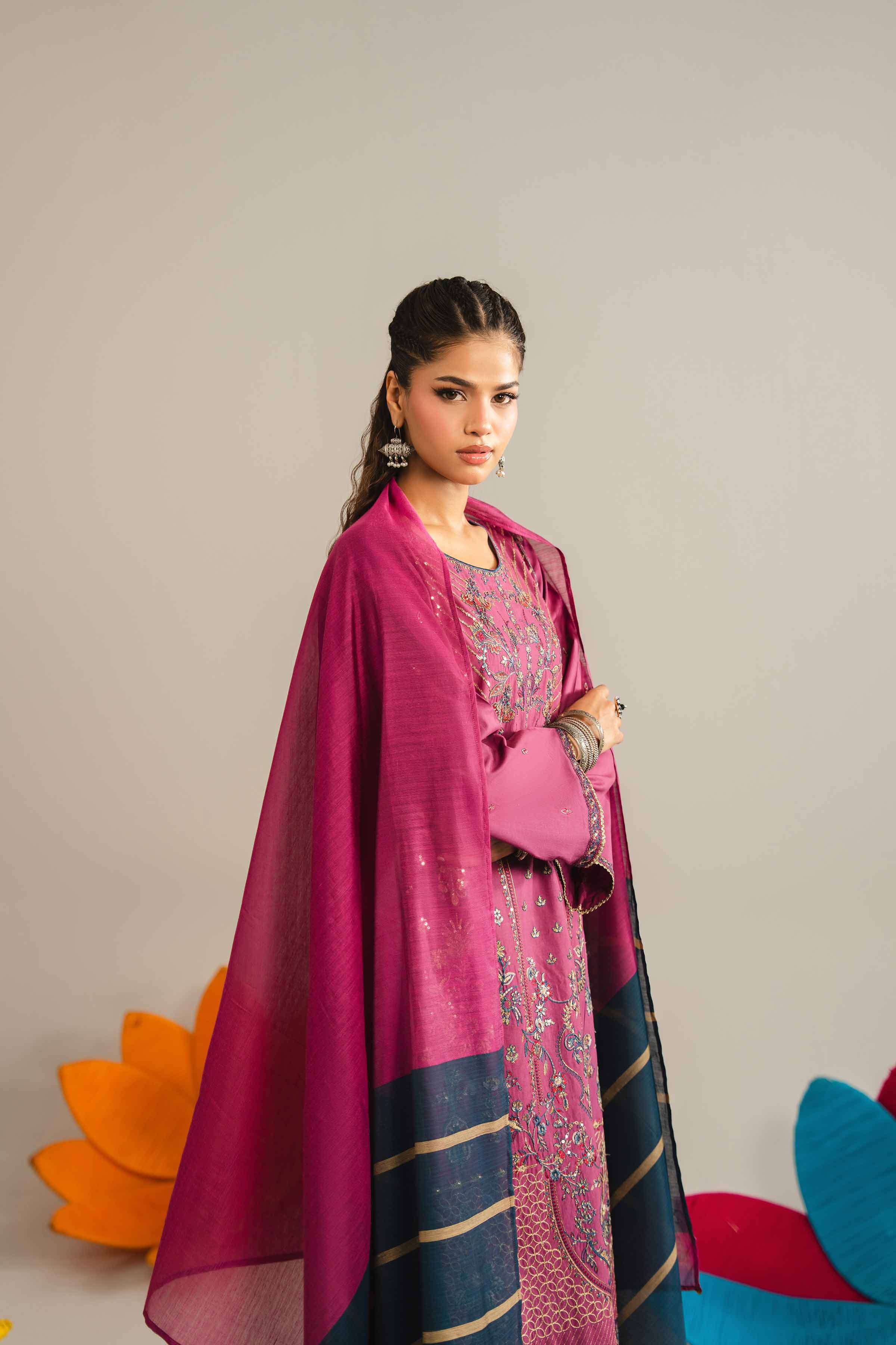 3 Piece - Embroidered Suit - PE26-311 - Image 3