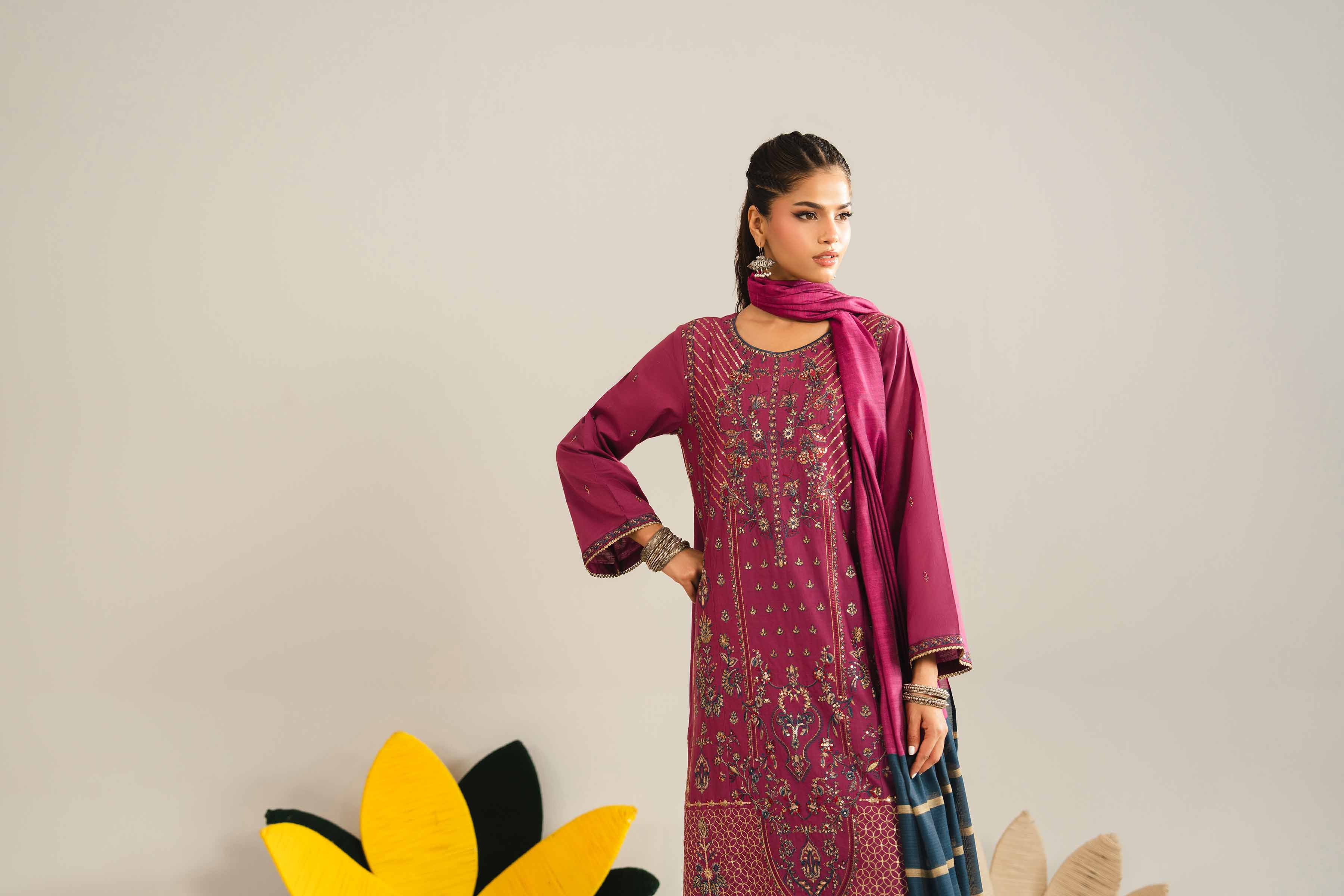 3 Piece - Embroidered Suit - PE26-311 - Image 5