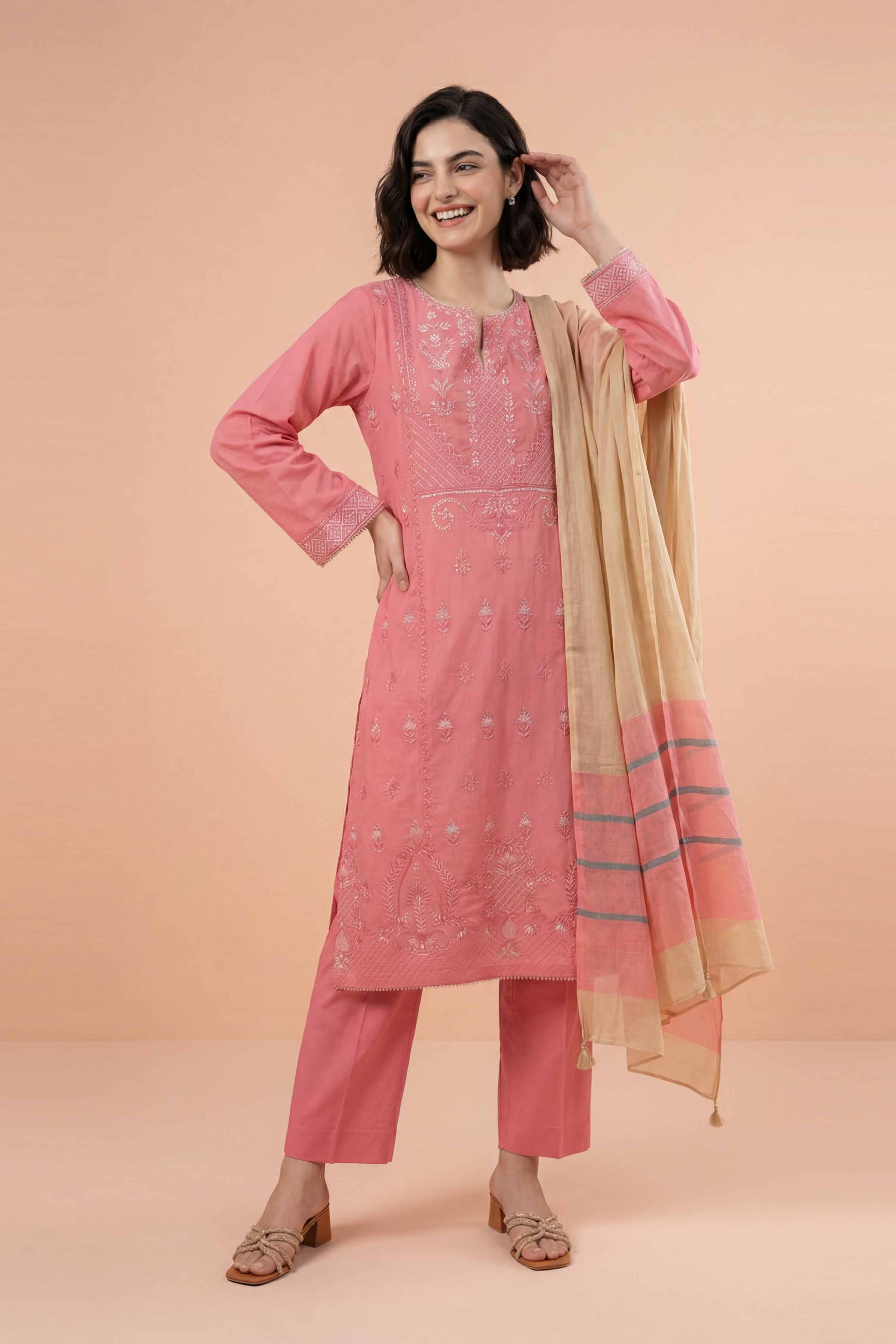 3 Piece - Embroidered Suit - PE26-312 - Image 2
