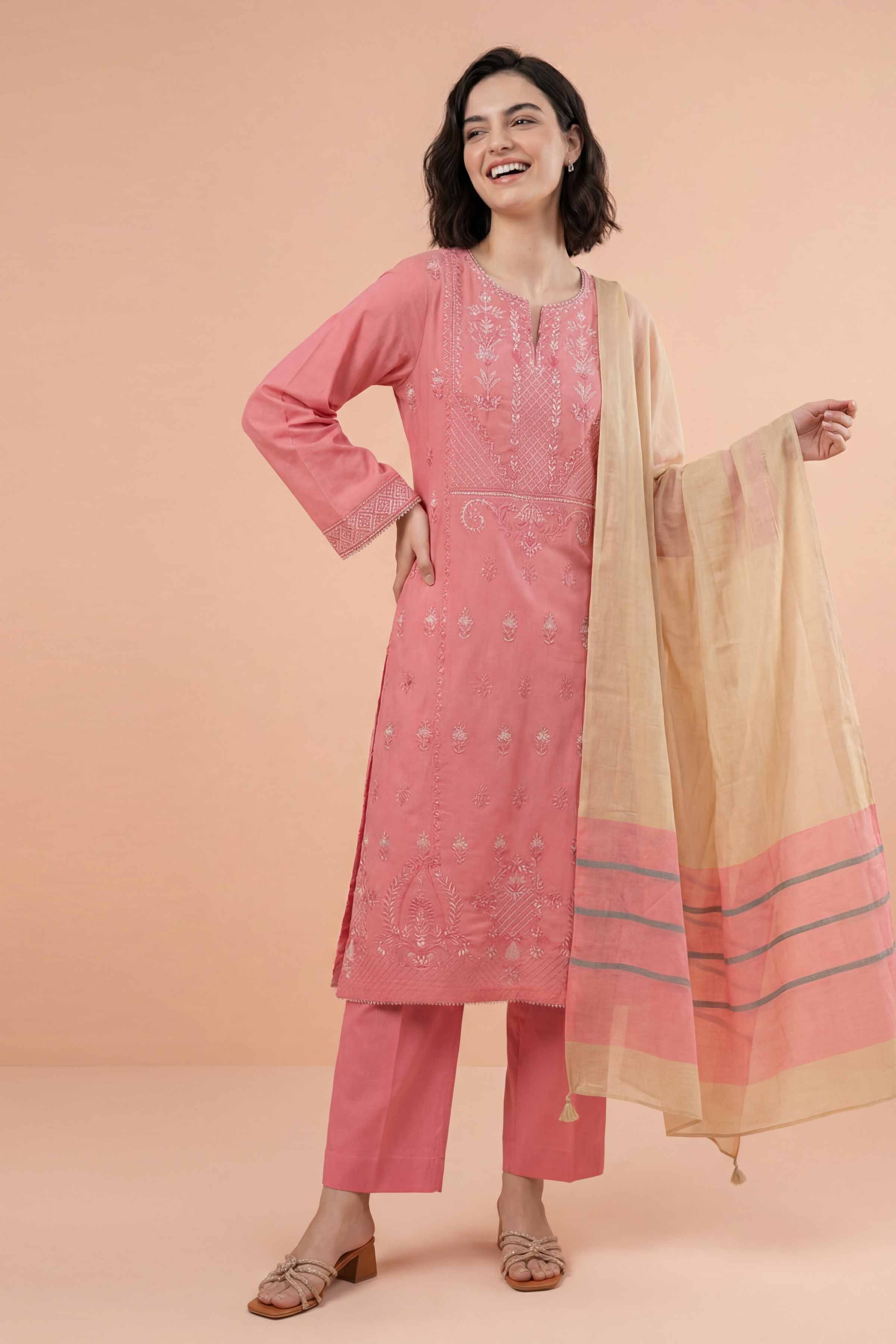3 Piece - Embroidered Suit - PE26-312 - Image 6