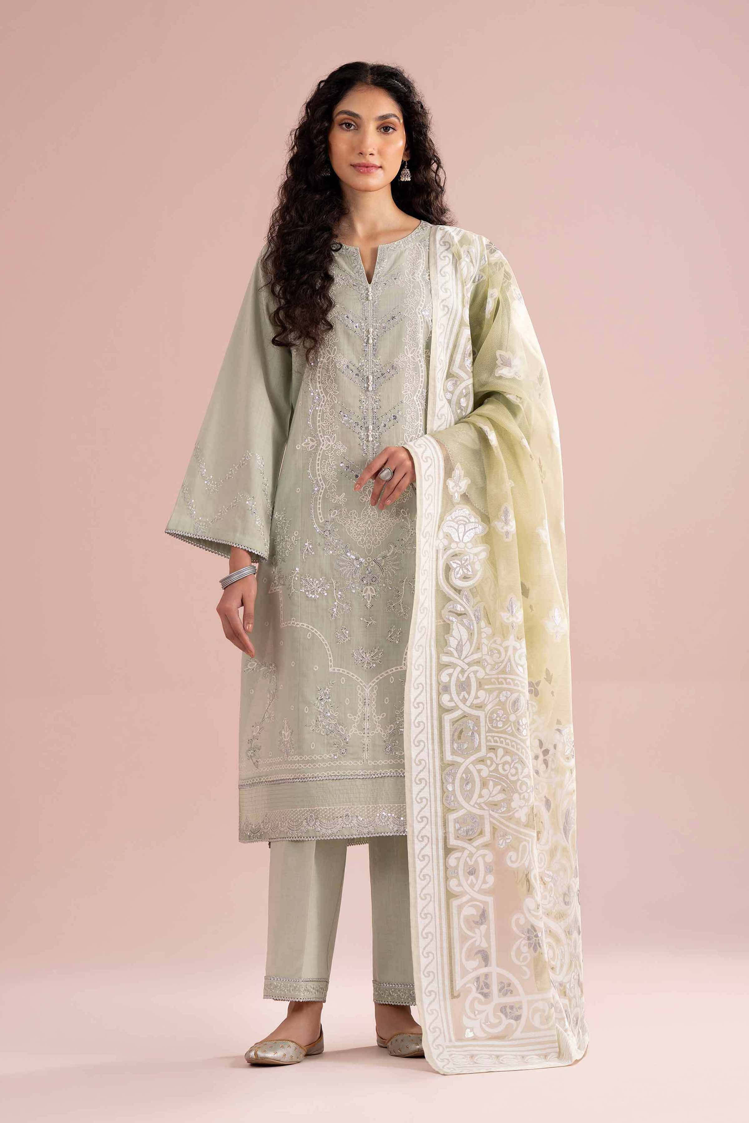3 Piece - Embroidered Suit - PE26-316 - Image 2