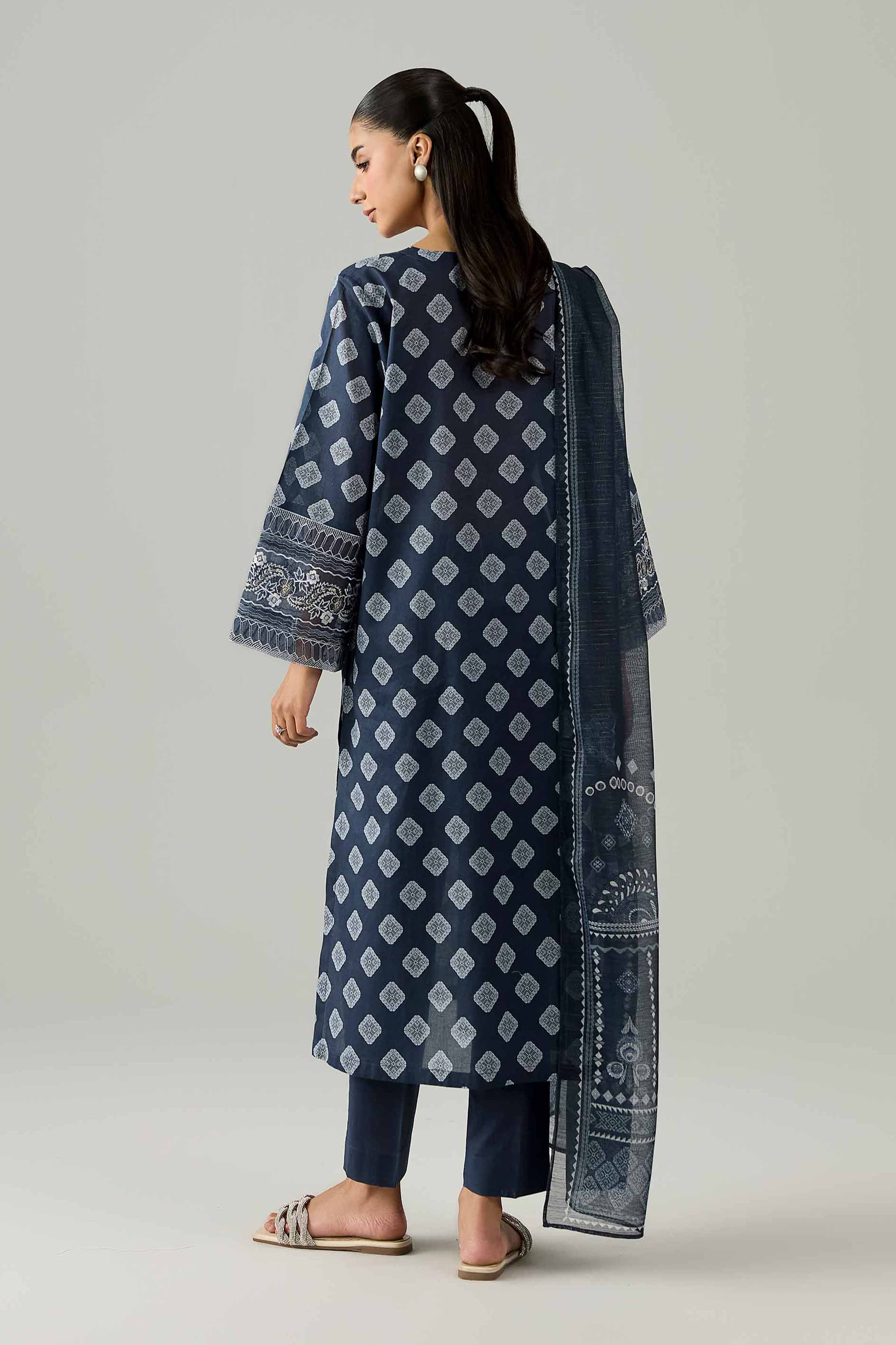 3 Piece - Printed Embroidered Suit - PE26-334 - Image 3
