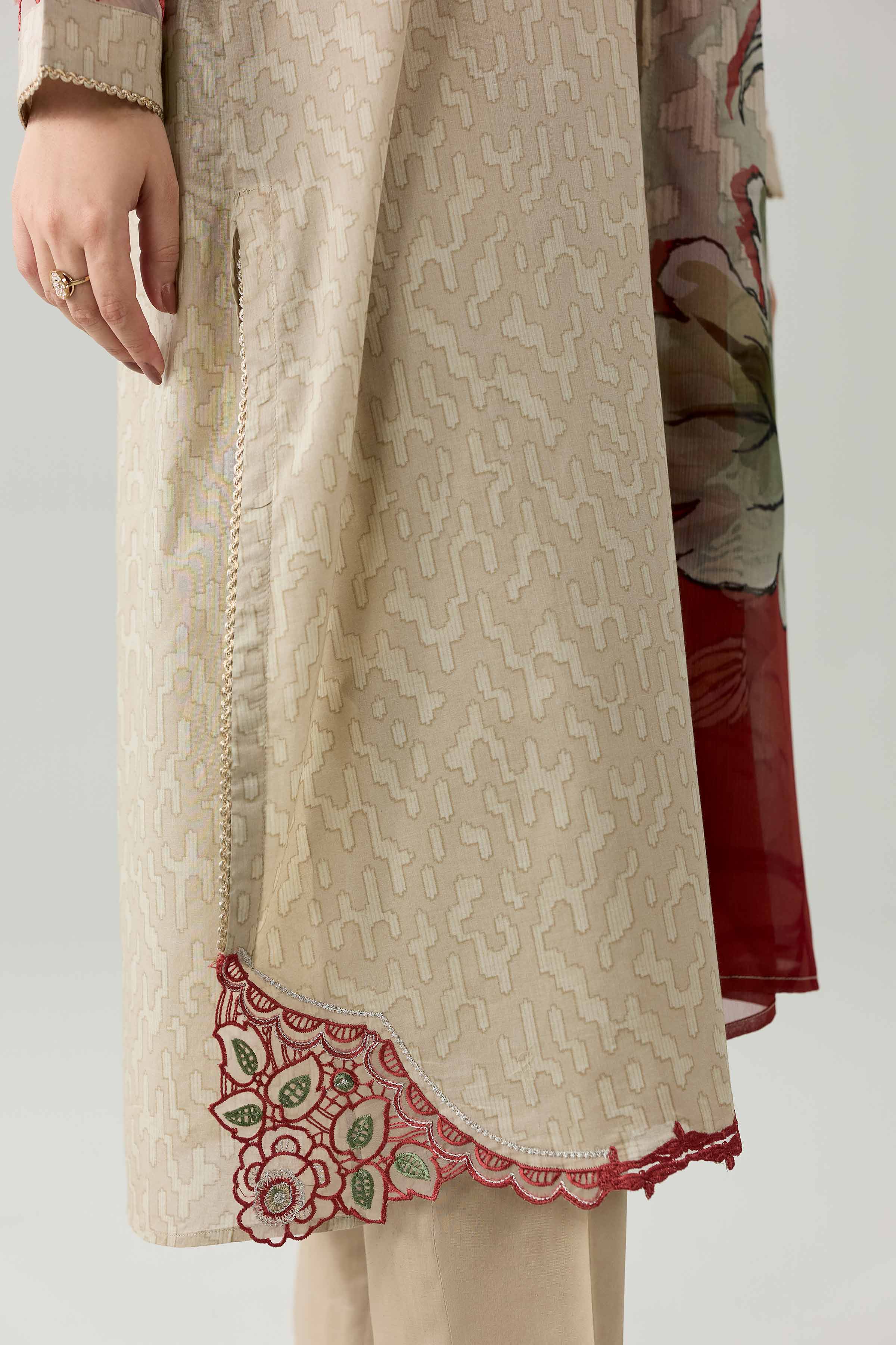 3 Piece - Printed Embroidered Suit - PE26-340 - Image 7