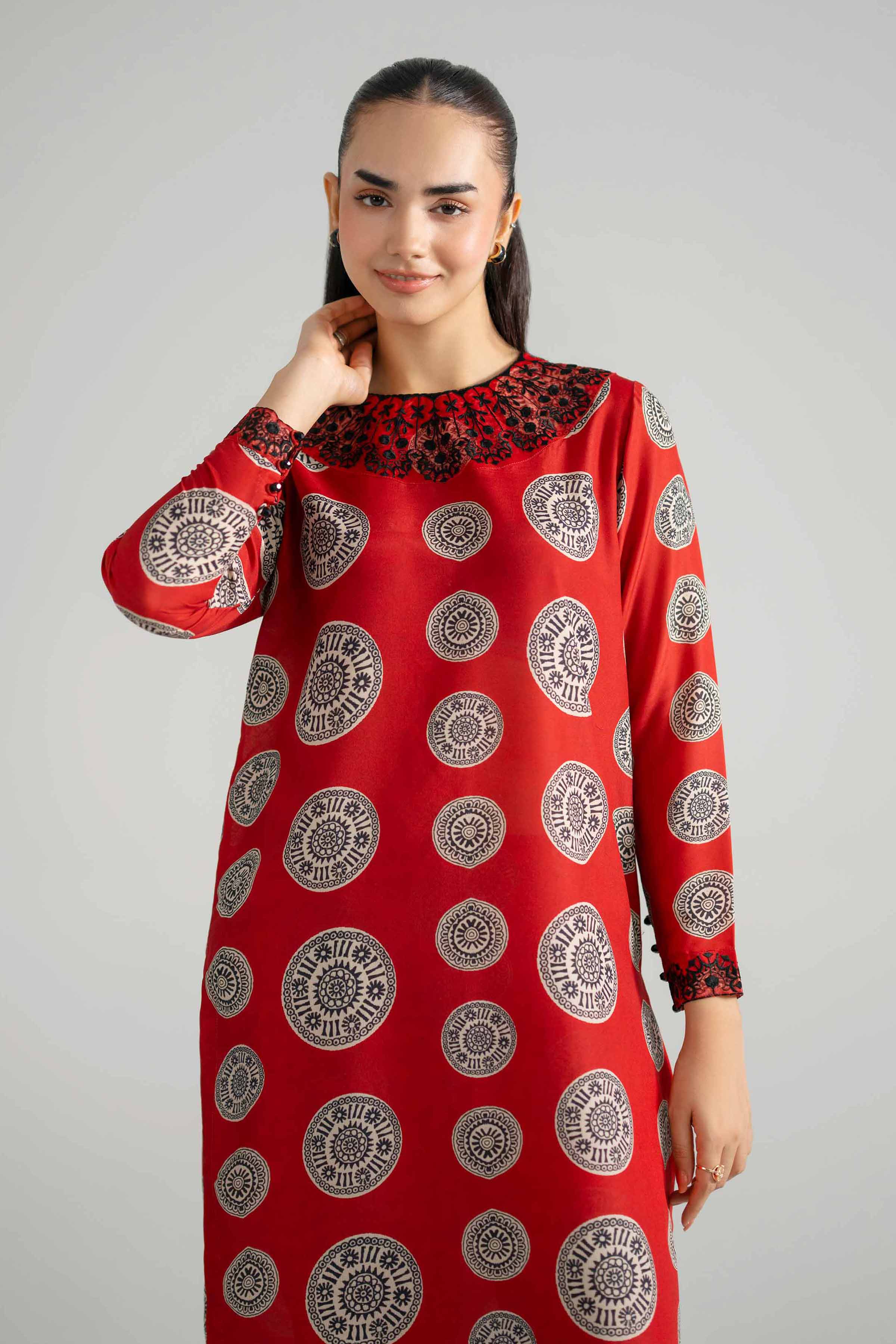 2 Piece - Printed Embroidered Suit - PE26-349 - Image 2