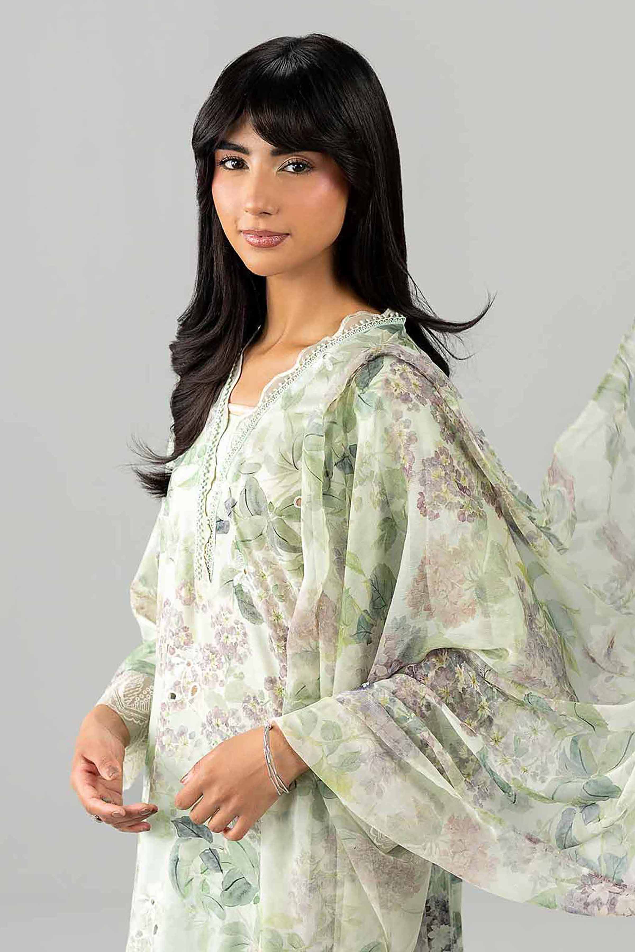 3 Piece - Printed Embroidered Suit - PE26-495 - Image 6