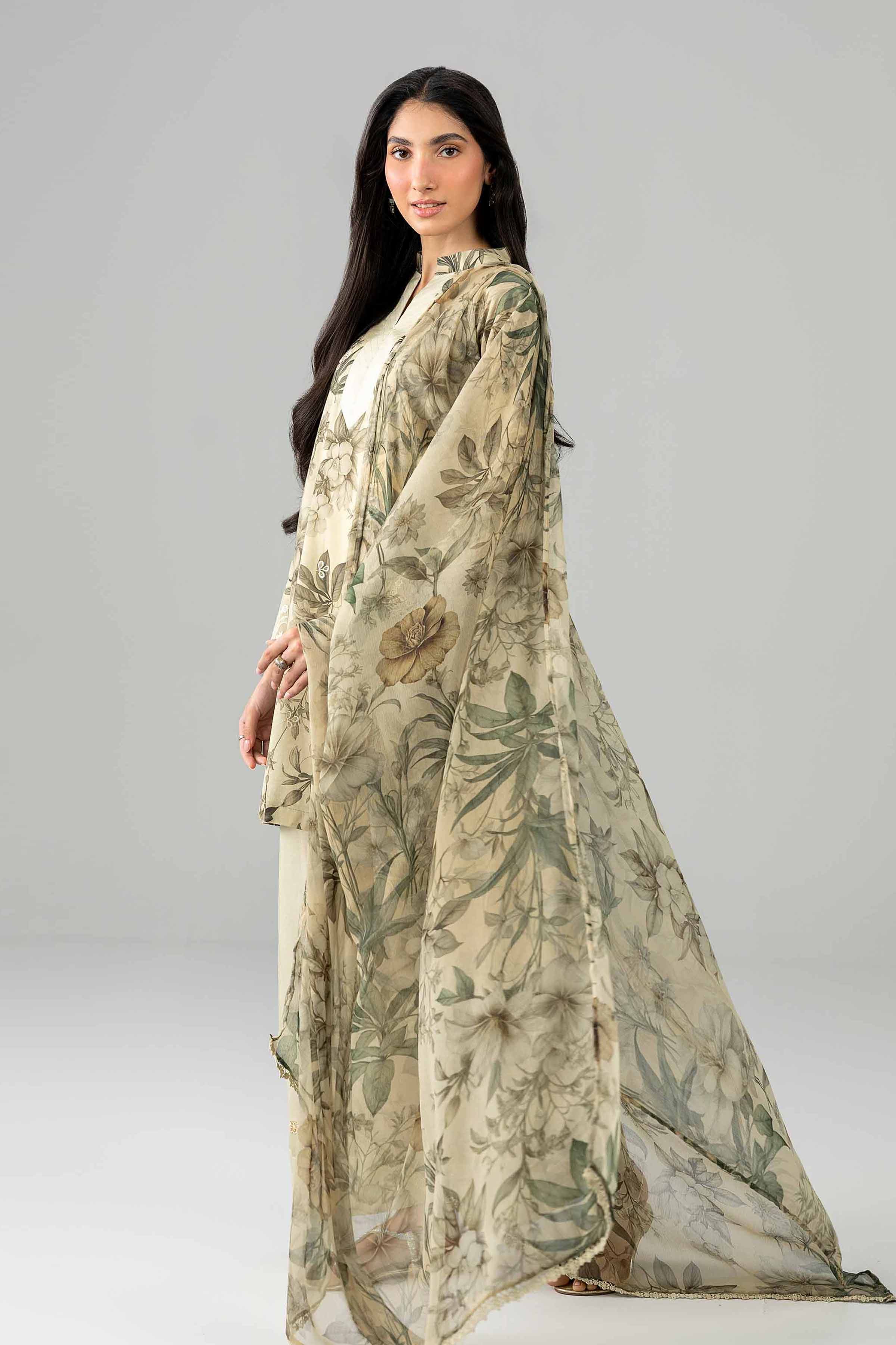 3 Piece - Printed Embroidered Suit - PE26-497 - Image 5