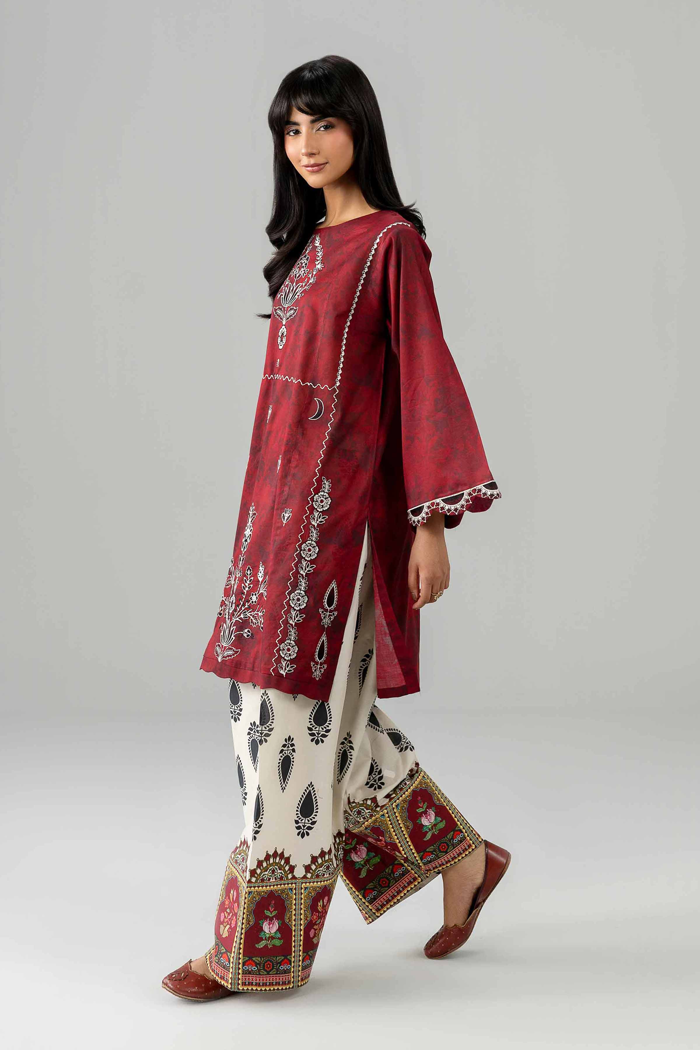 2 Piece - Printed Embroidered Suit - PE26-585 - Image 4