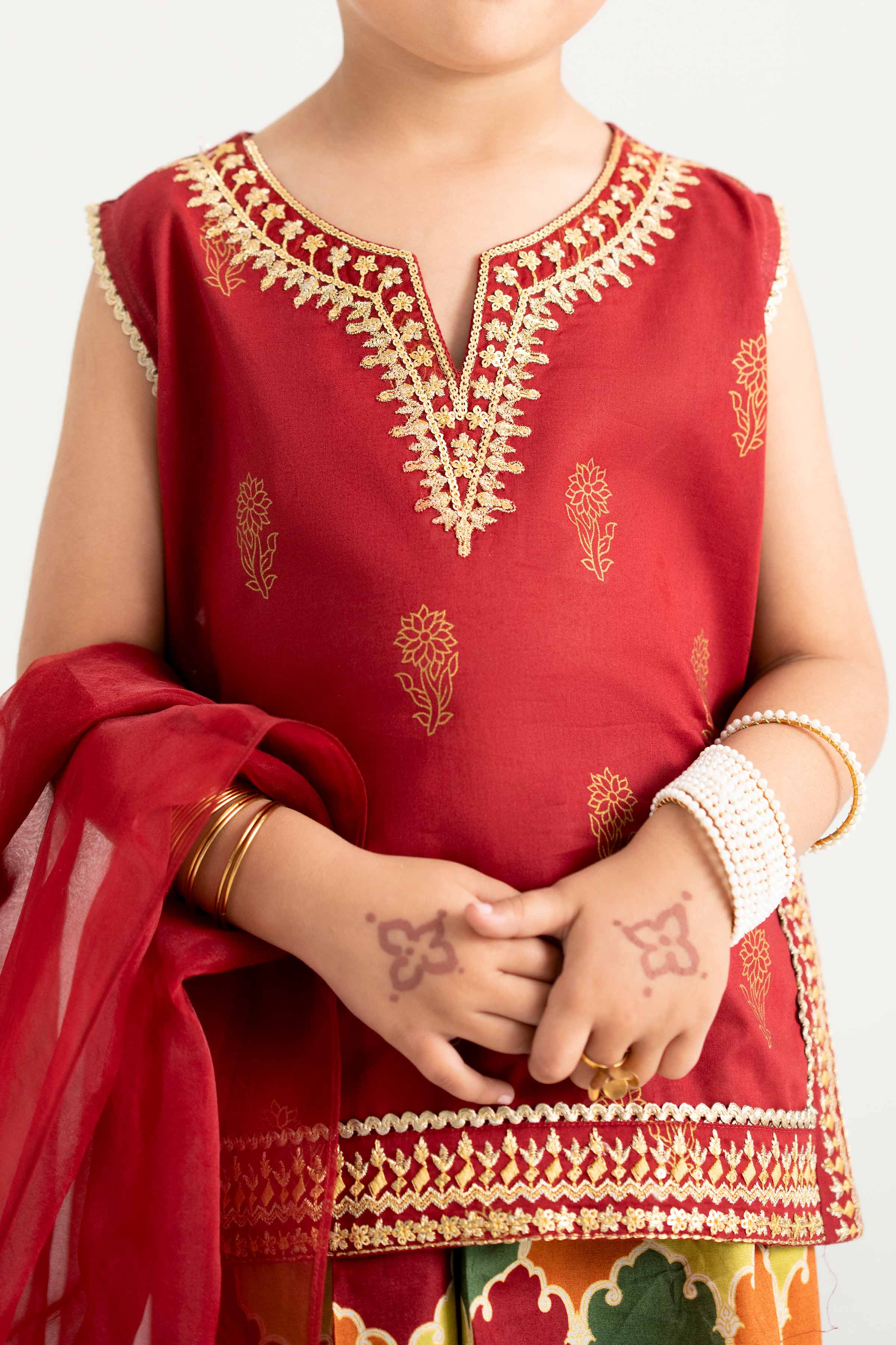 3 Piece - Printed Embroidered Suit - PMD25-13 D - Image 6