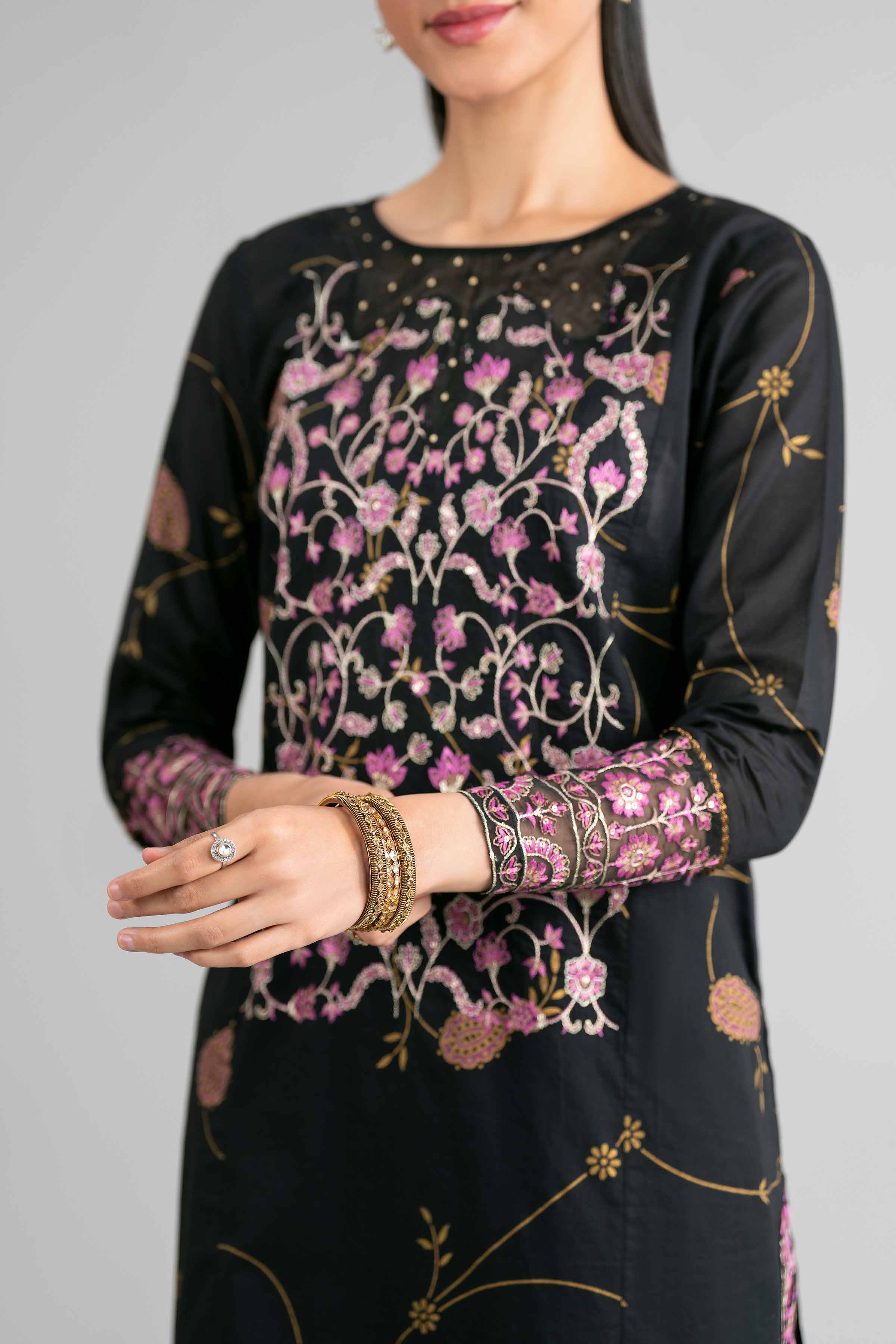 2 Piece - Printed Embroidered Suit - PMD26-03 M - Image 10