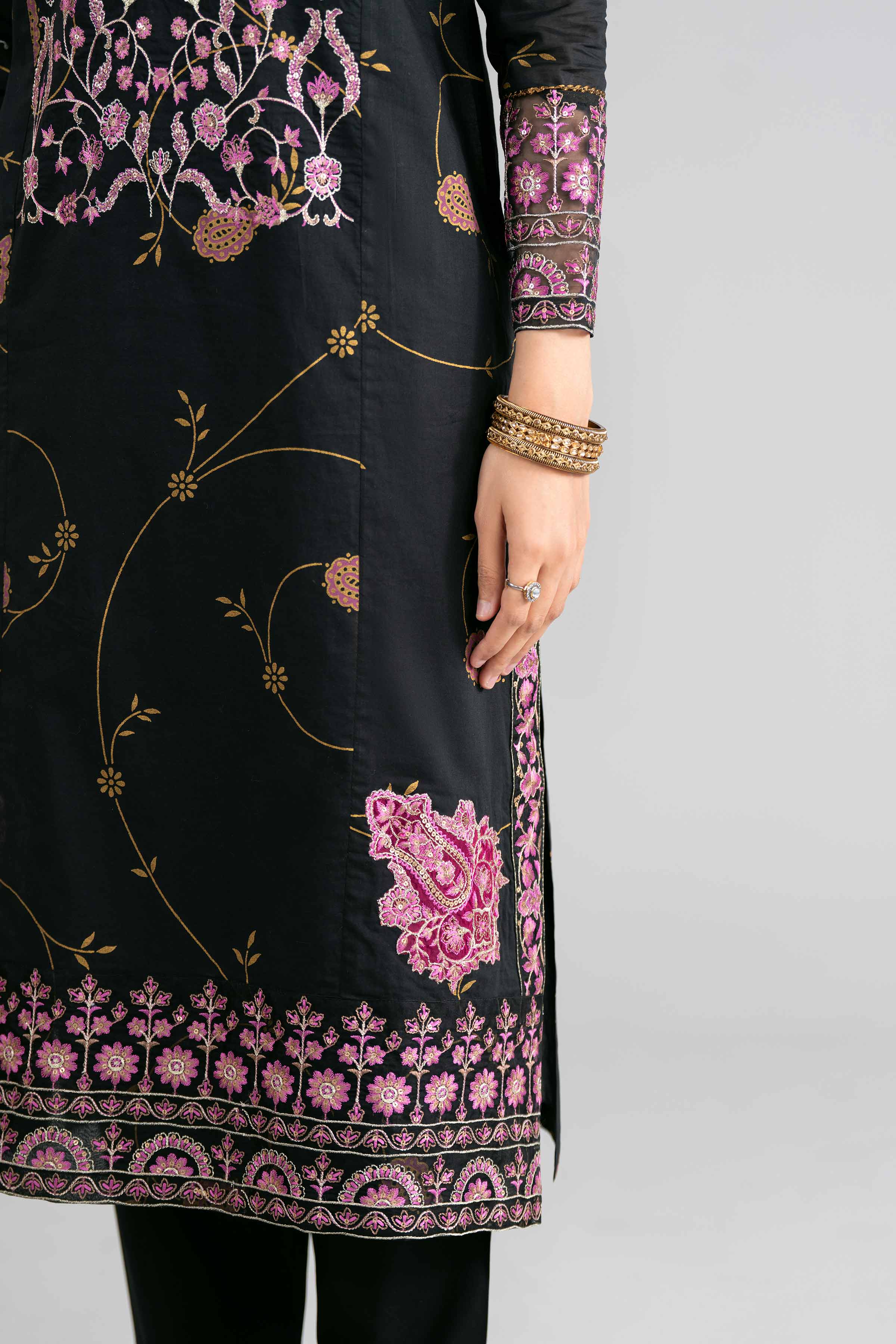 2 Piece - Printed Embroidered Suit - PMD26-03 M - Image 11