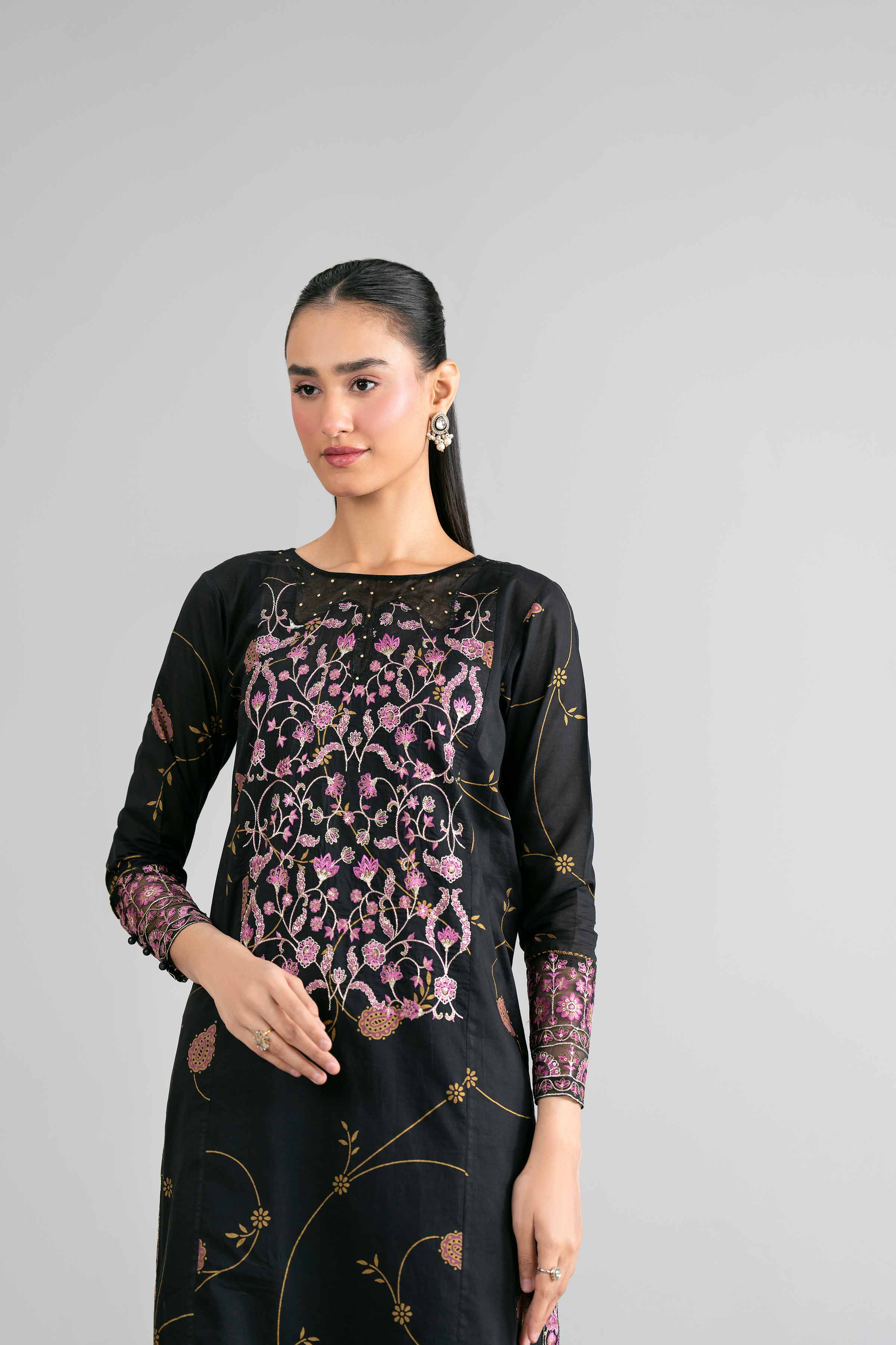 2 Piece - Printed Embroidered Suit - PMD26-03 M - Image 9