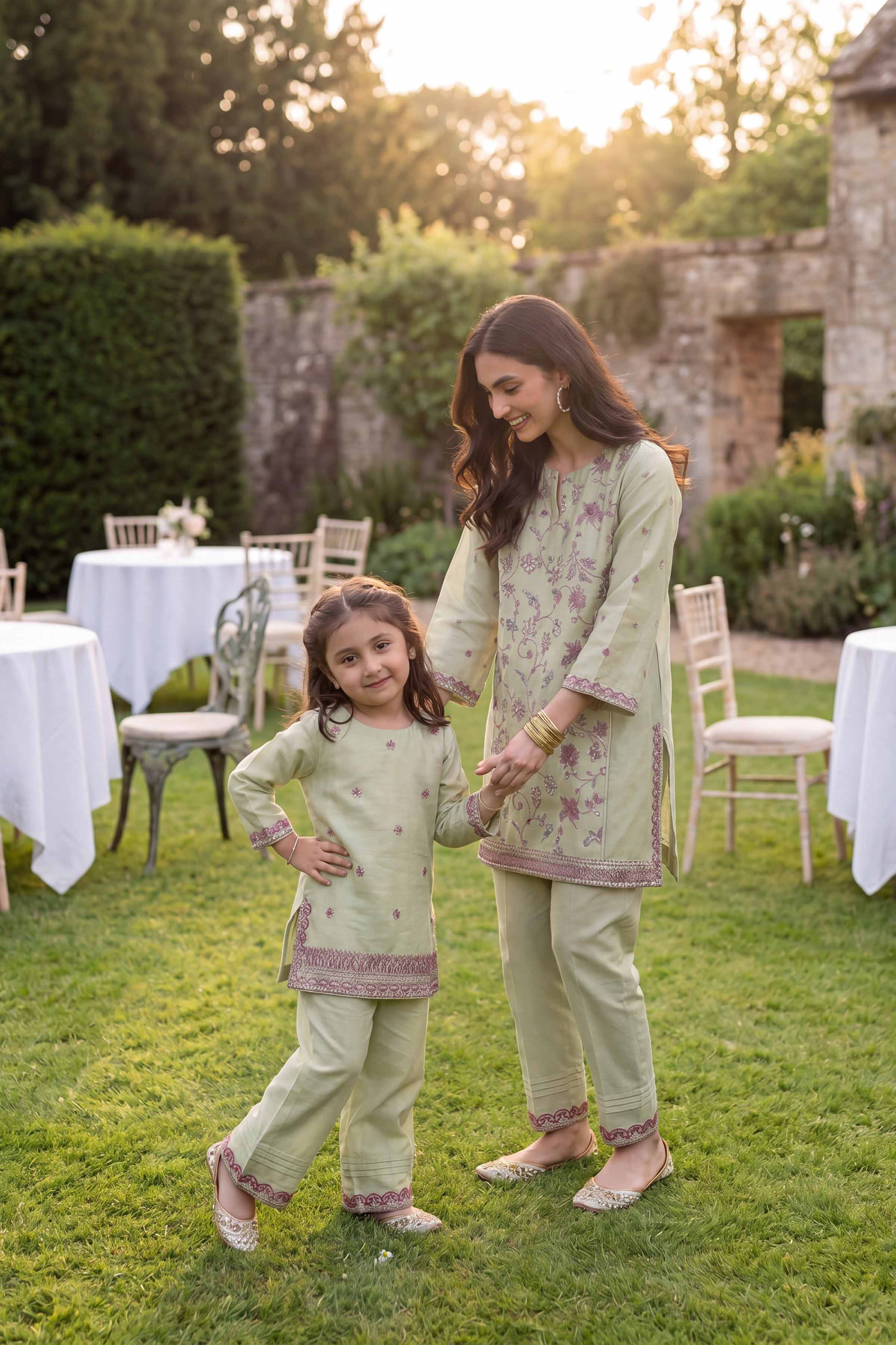 2 Piece - Embroidered Suit - PMD26-17 M - Image 5