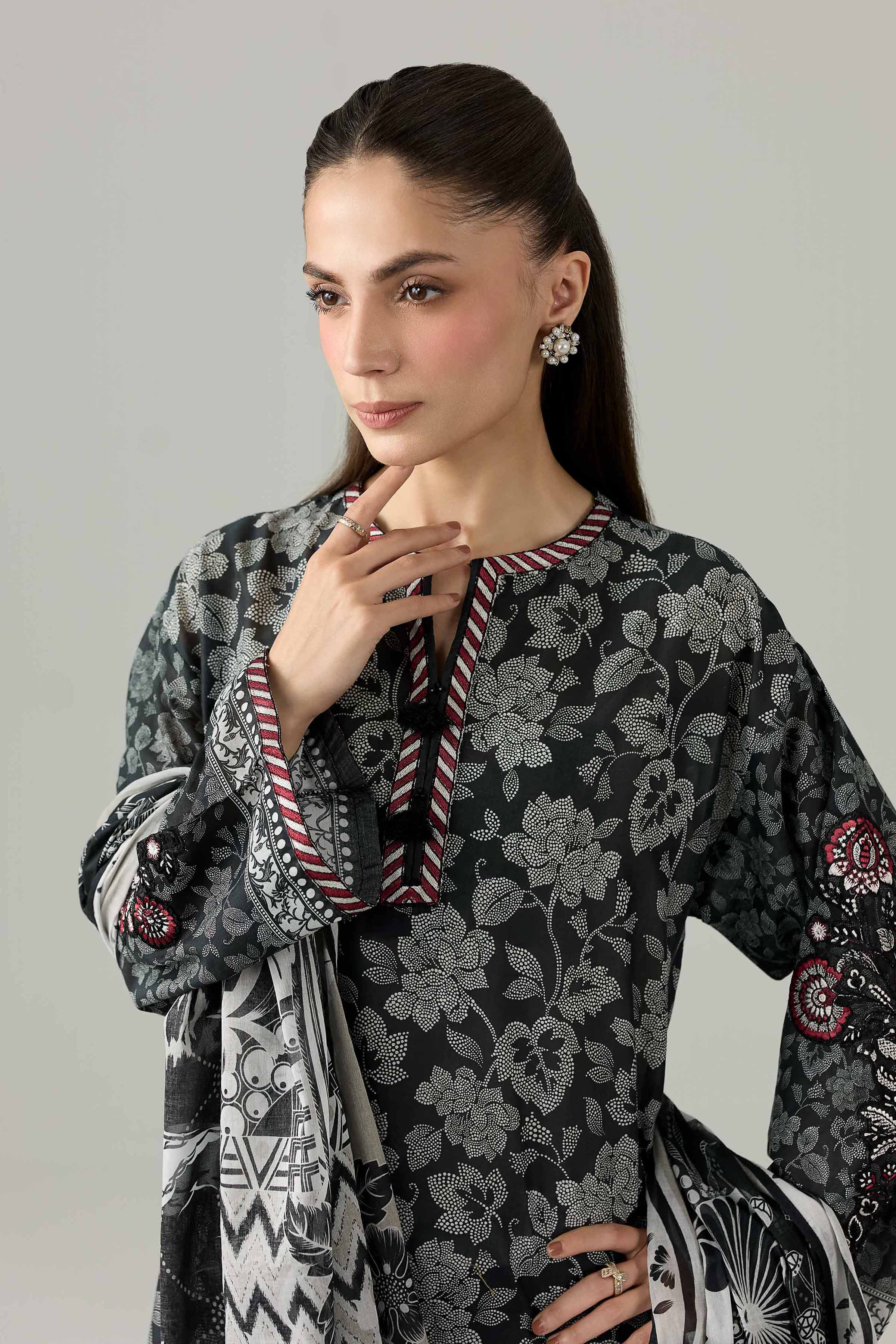 3 Piece - Printed Embroidered Suit - PMS26-04 - Image 7