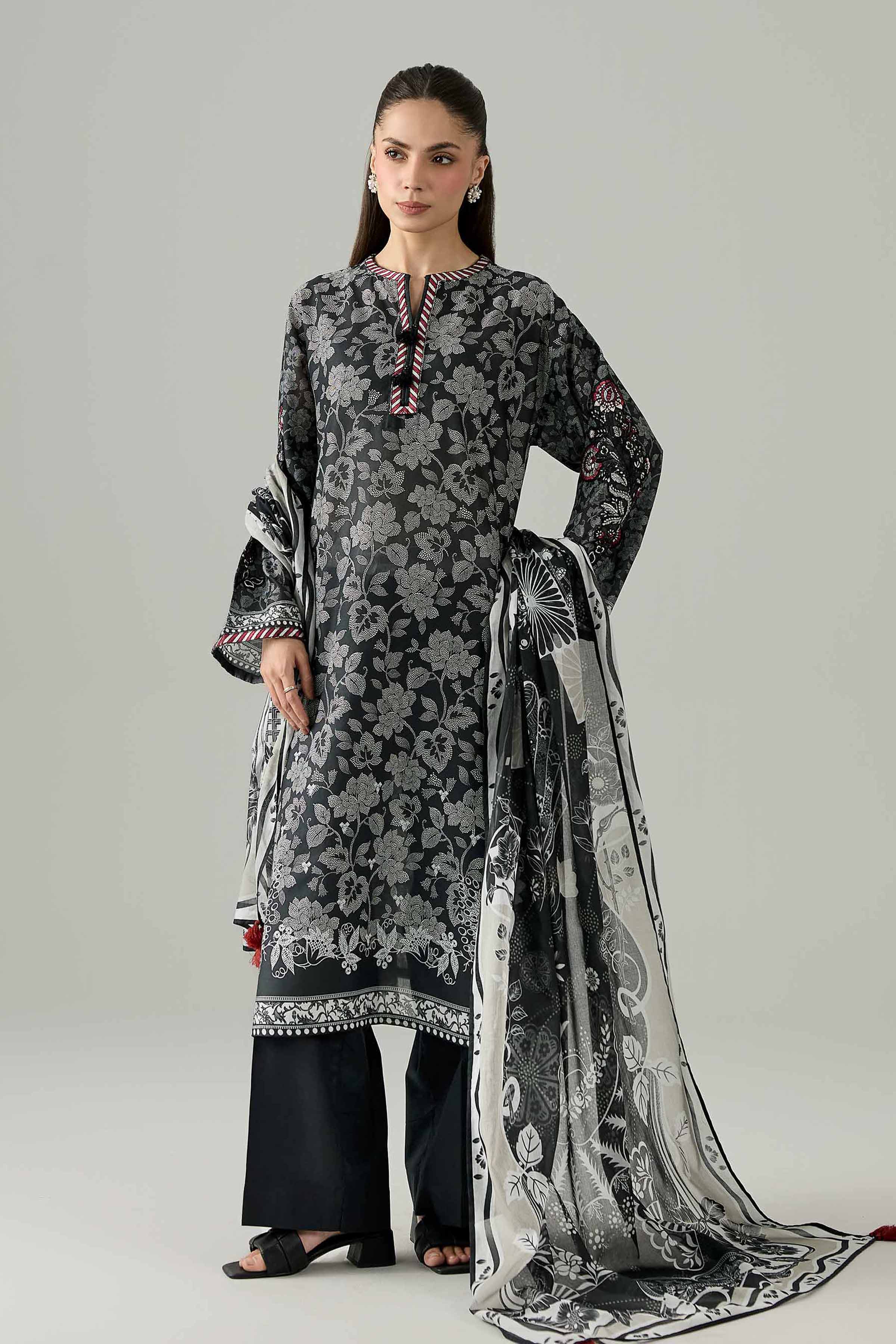 3 Piece - Printed Embroidered Suit - PMS26-04 - Image 8