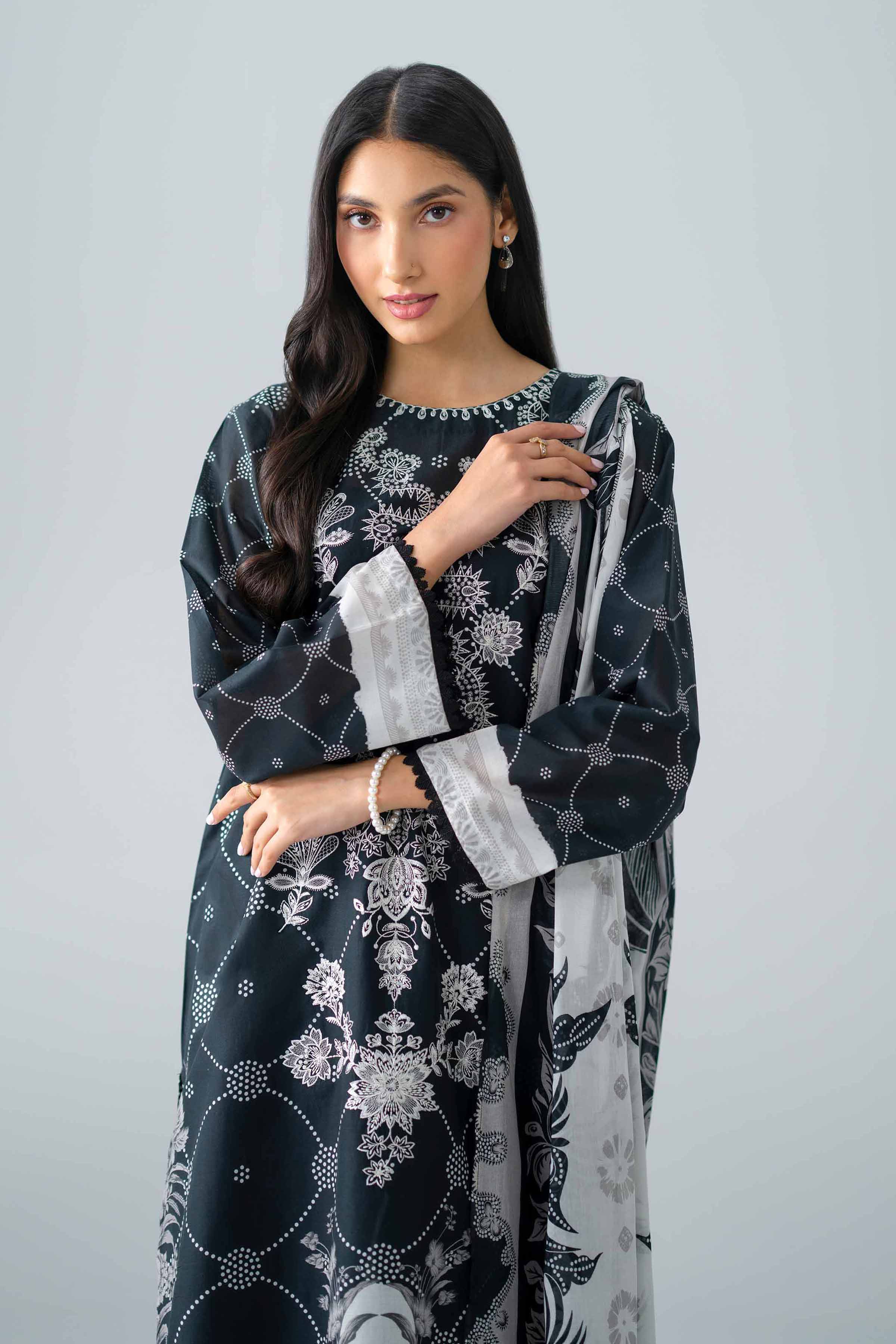 3 Piece - Printed Embroidered Suit - PMS26-05 - Image 5