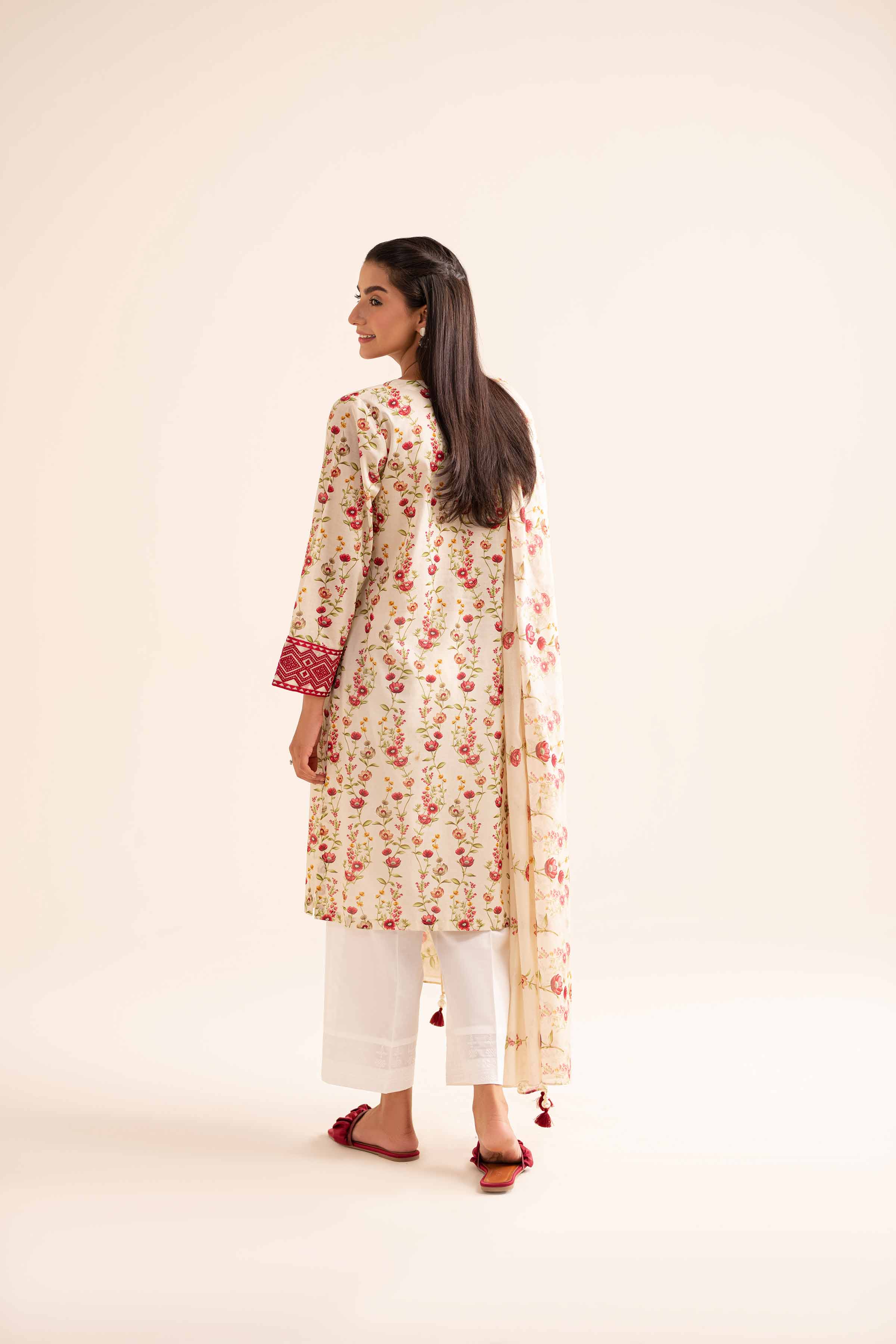 2 Piece - Printed Embroidered Suit - PS24-253 - Image 3