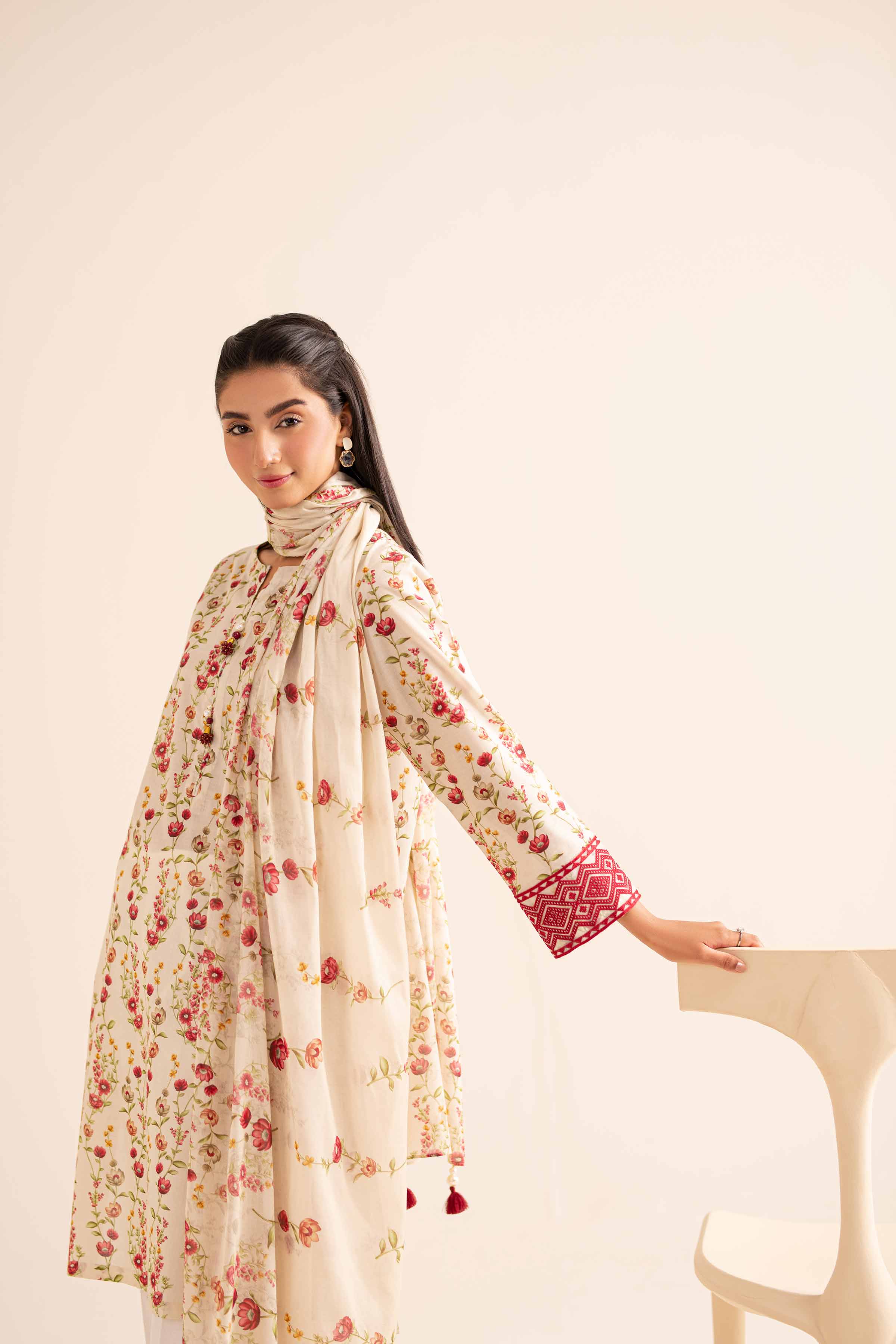2 Piece - Printed Embroidered Suit - PS24-253 - Image 5