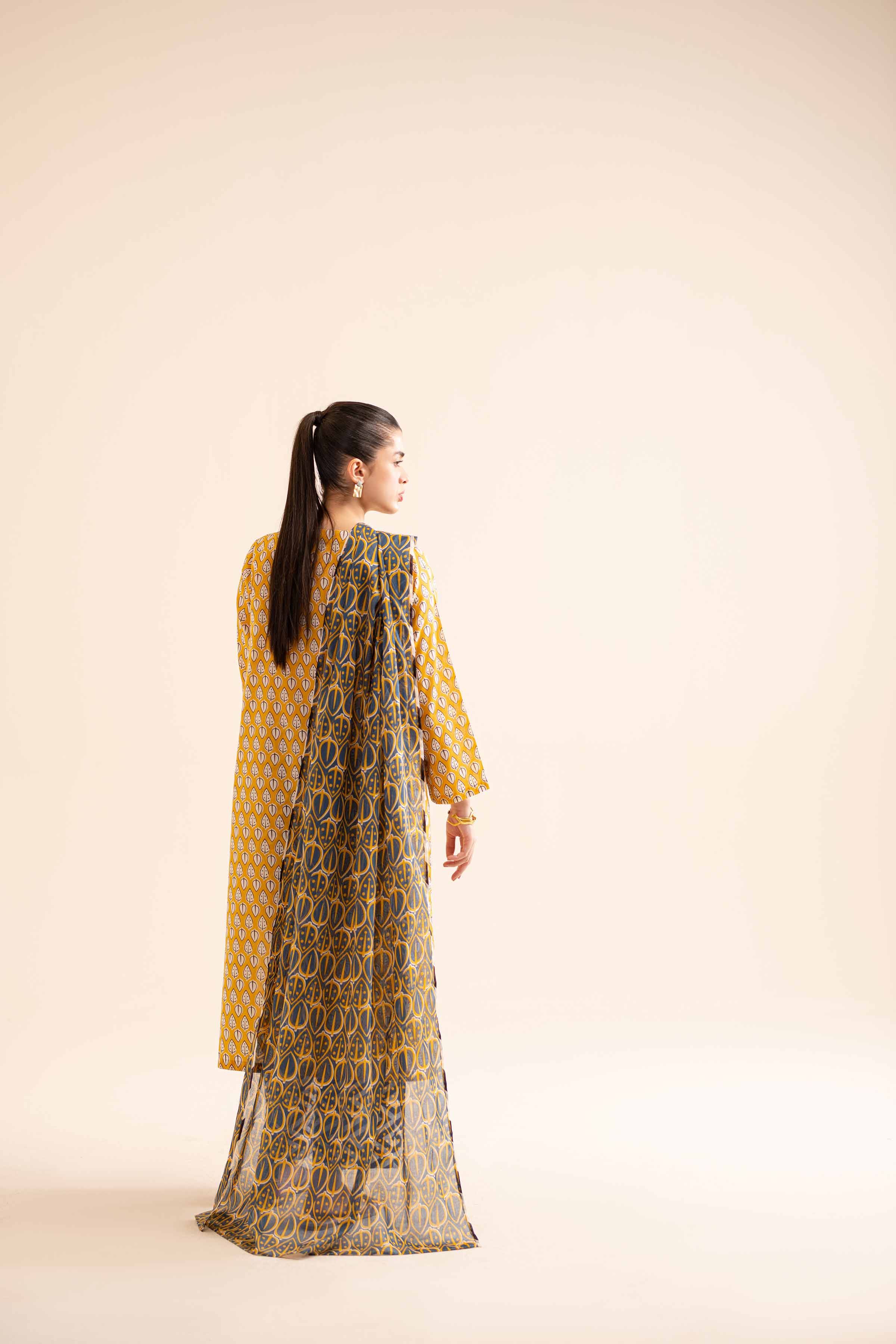3 Piece - Printed Embroidered Suit - PS24-257 - Image 3