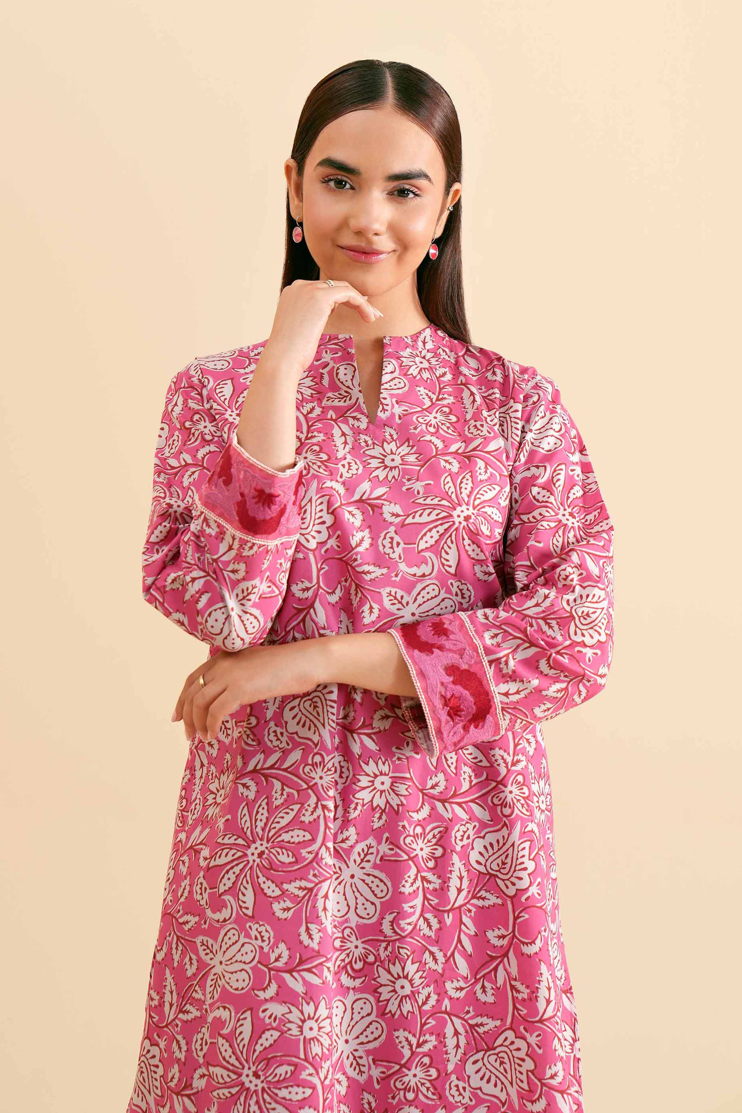 2 Piece - Printed Embroidered Suit - PS24-296 - Image 2