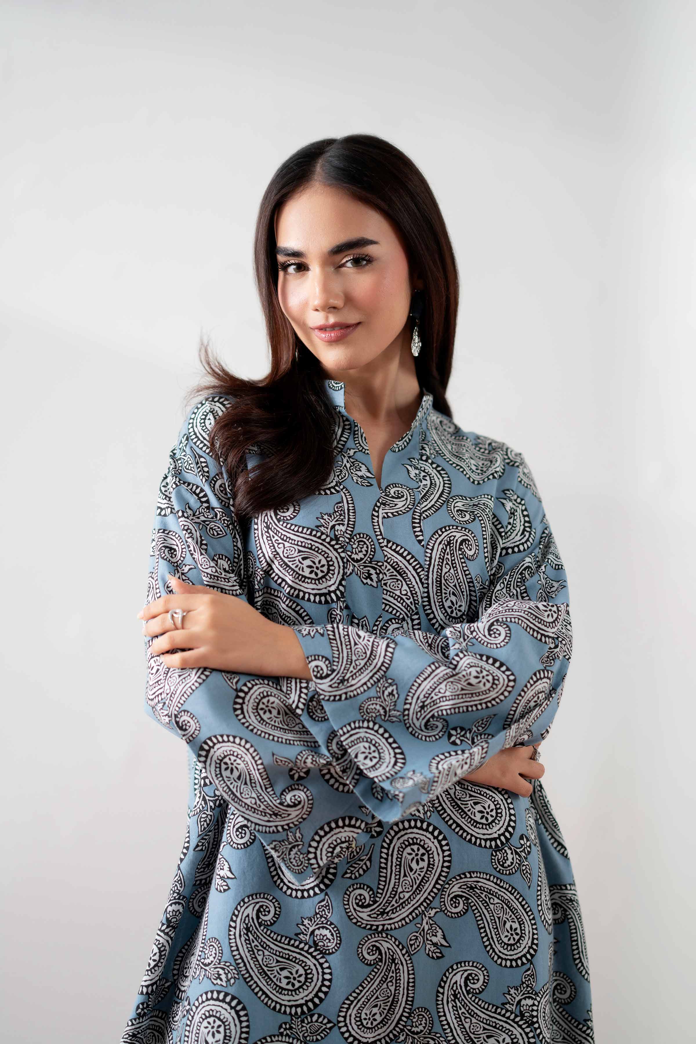2 Piece - Printed Embroidered Suit - PS25-138 - Image 2