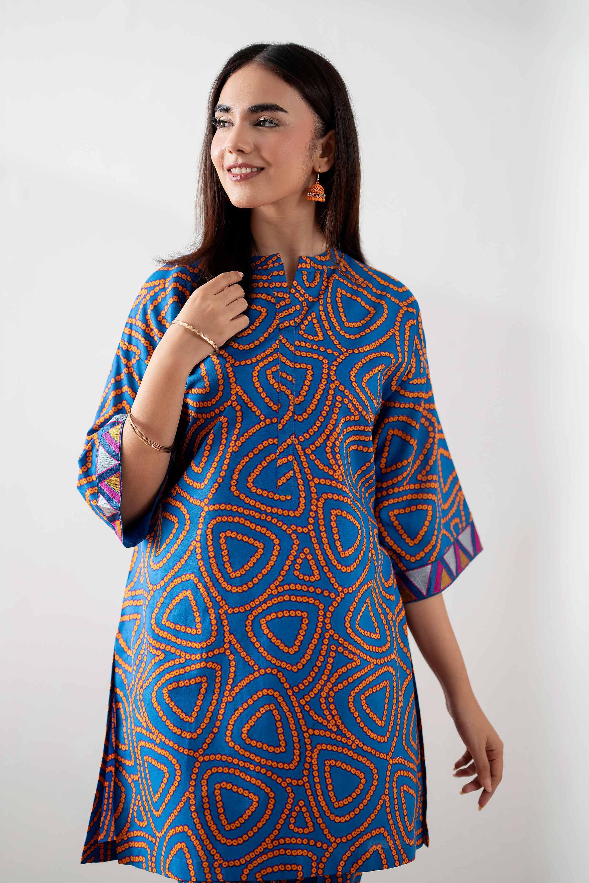 2 Piece - Printed Embroidered Suit - PS25-146 - Image 2