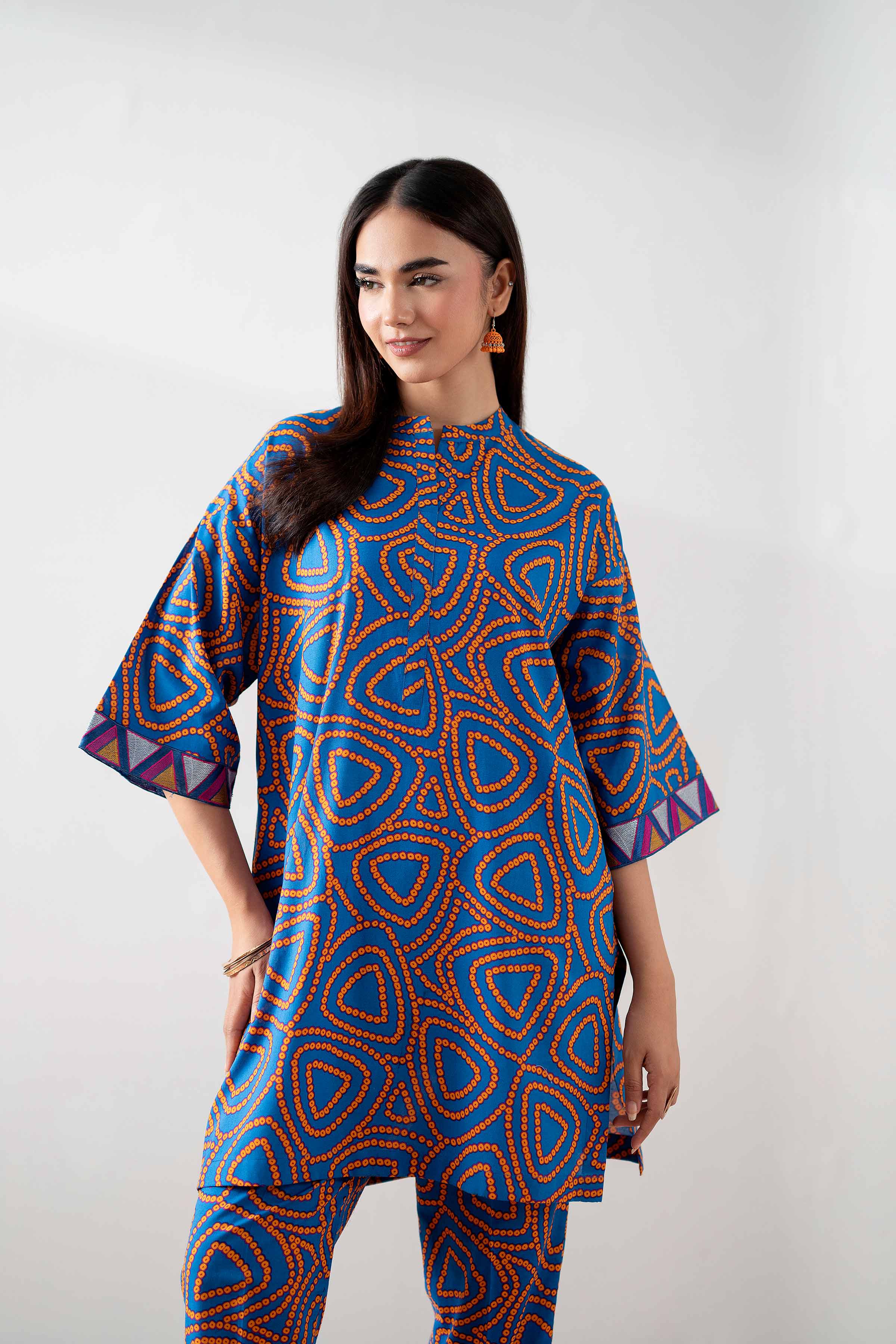 2 Piece - Printed Embroidered Suit - PS25-146 - Image 5