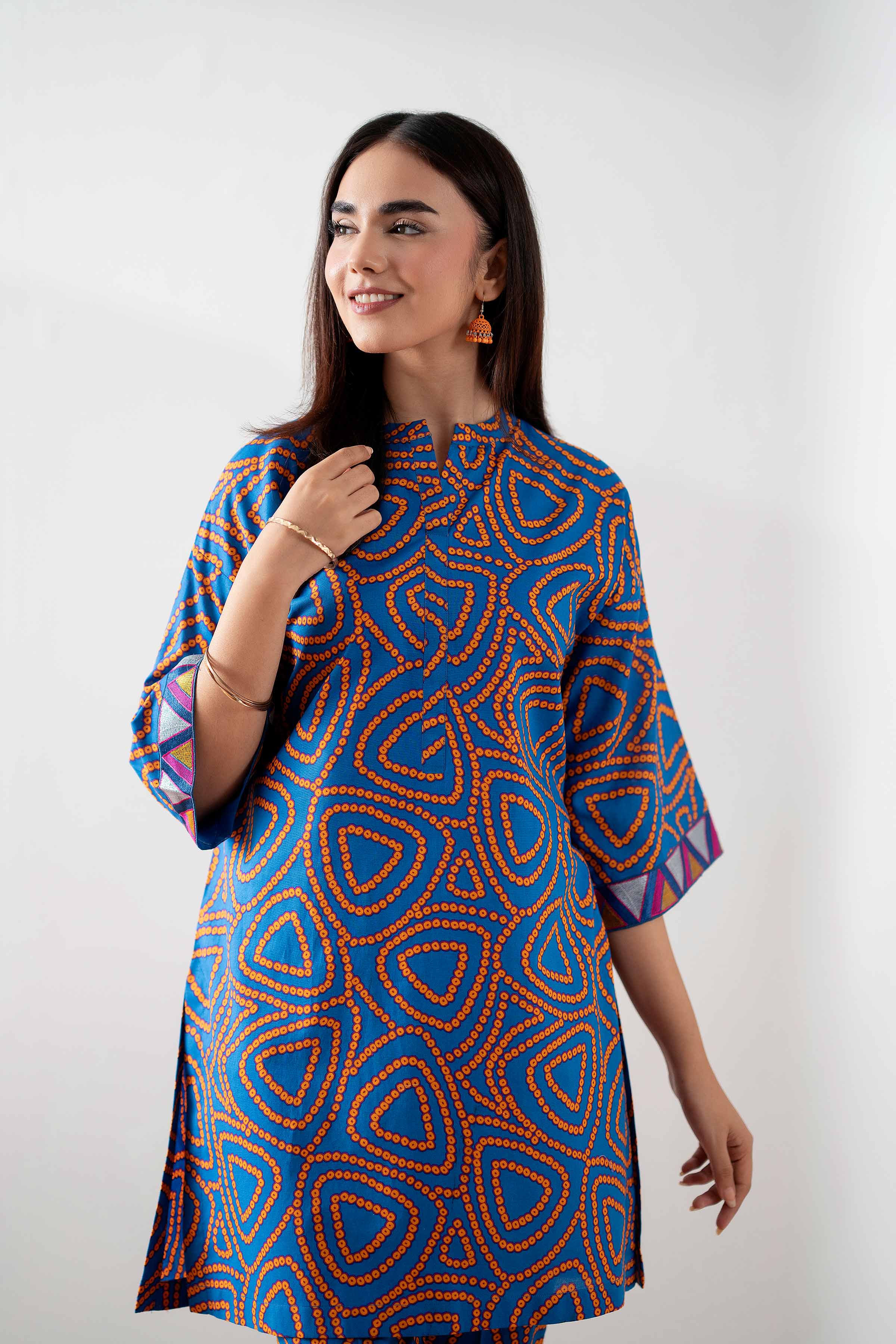 2 Piece - Printed Embroidered Suit - PS25-146 - Image 6
