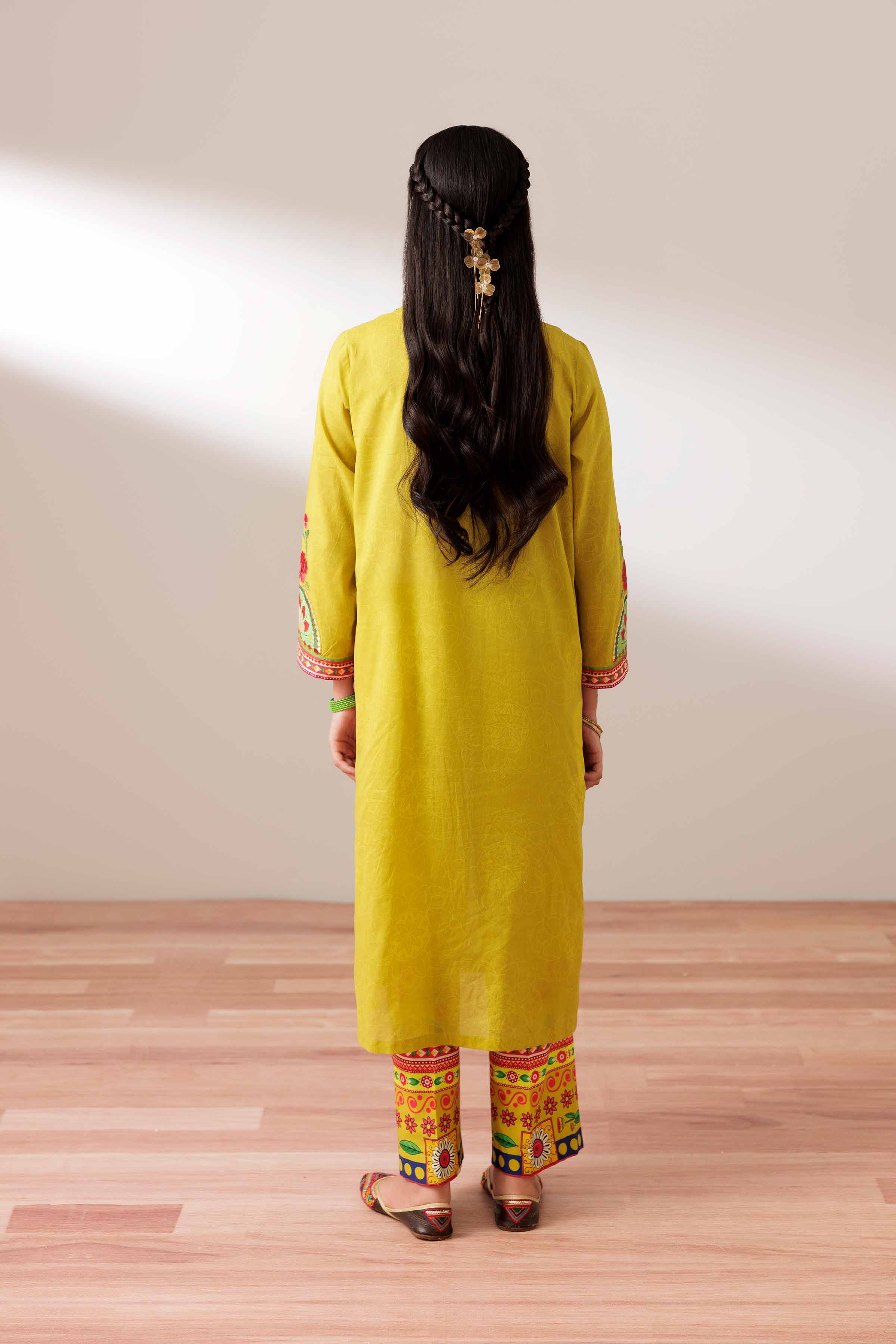 2 Piece - Printed Embroidered Suit - PS25-167 - Image 3