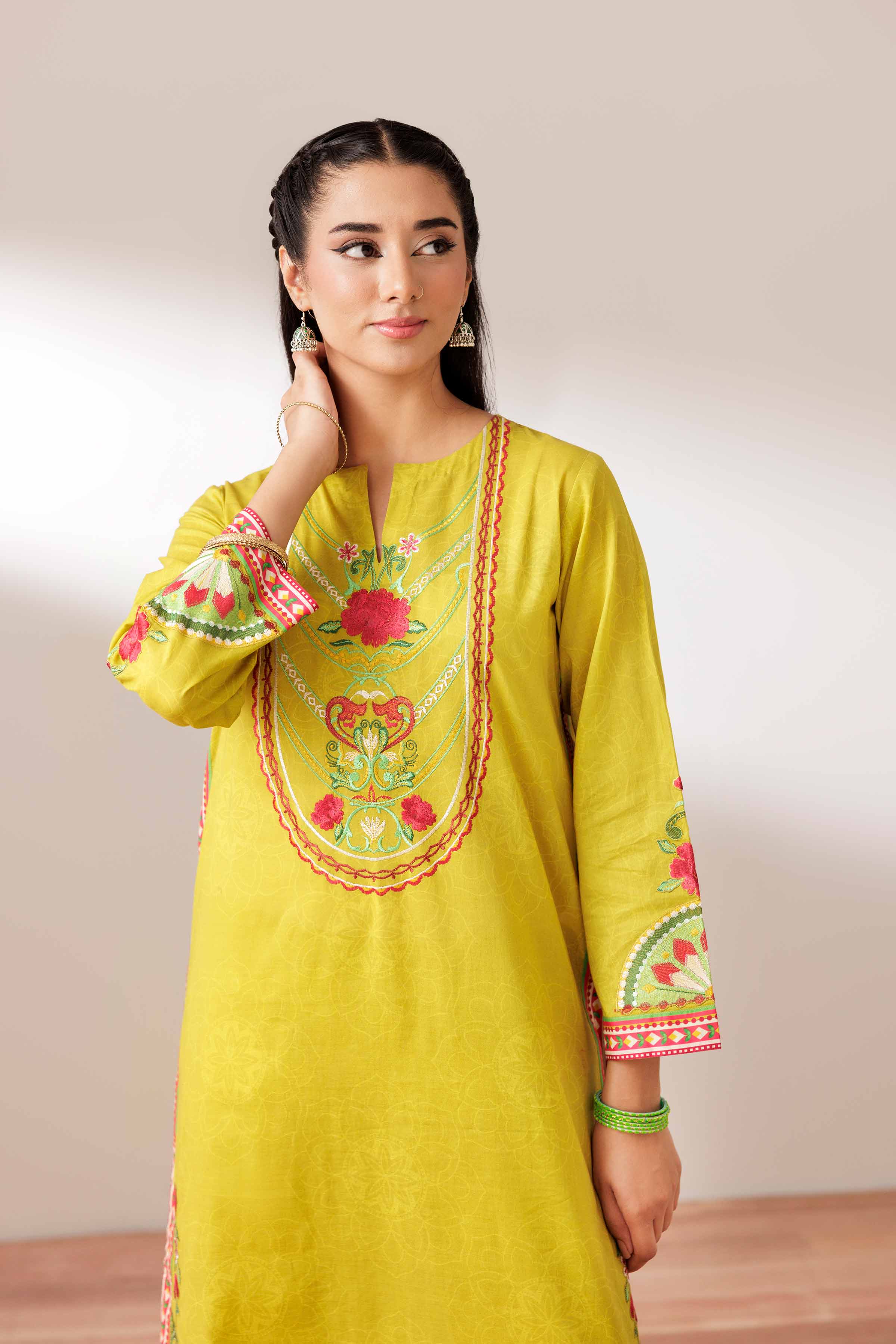 2 Piece - Printed Embroidered Suit - PS25-167 - Image 6