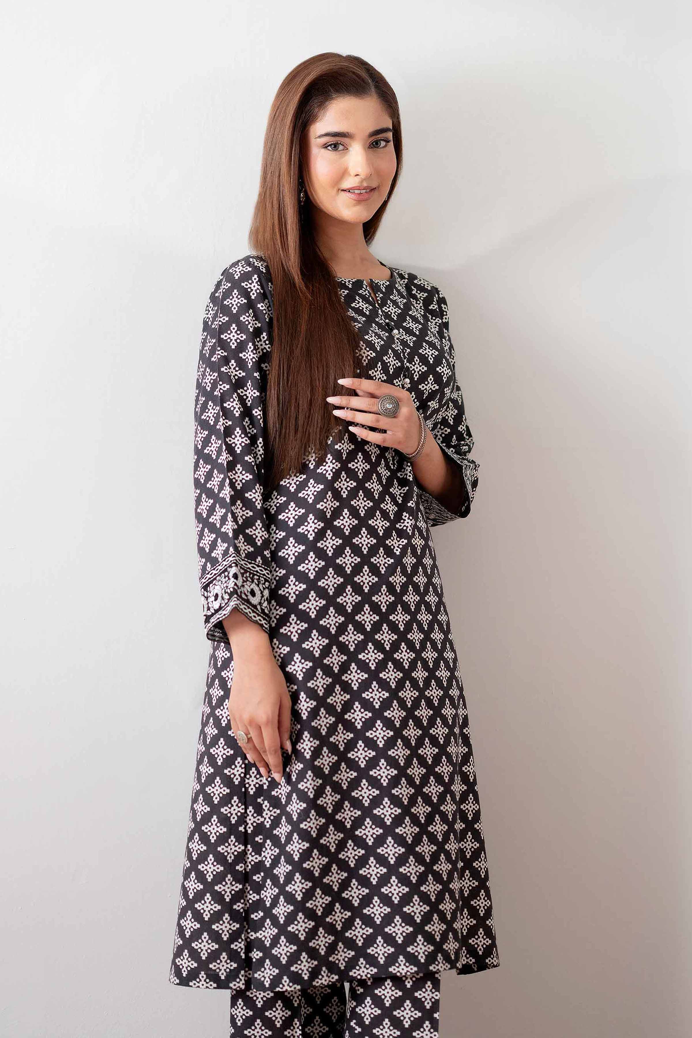 2 Piece - Printed Embroidered Suit - PS25-178 - Image 2