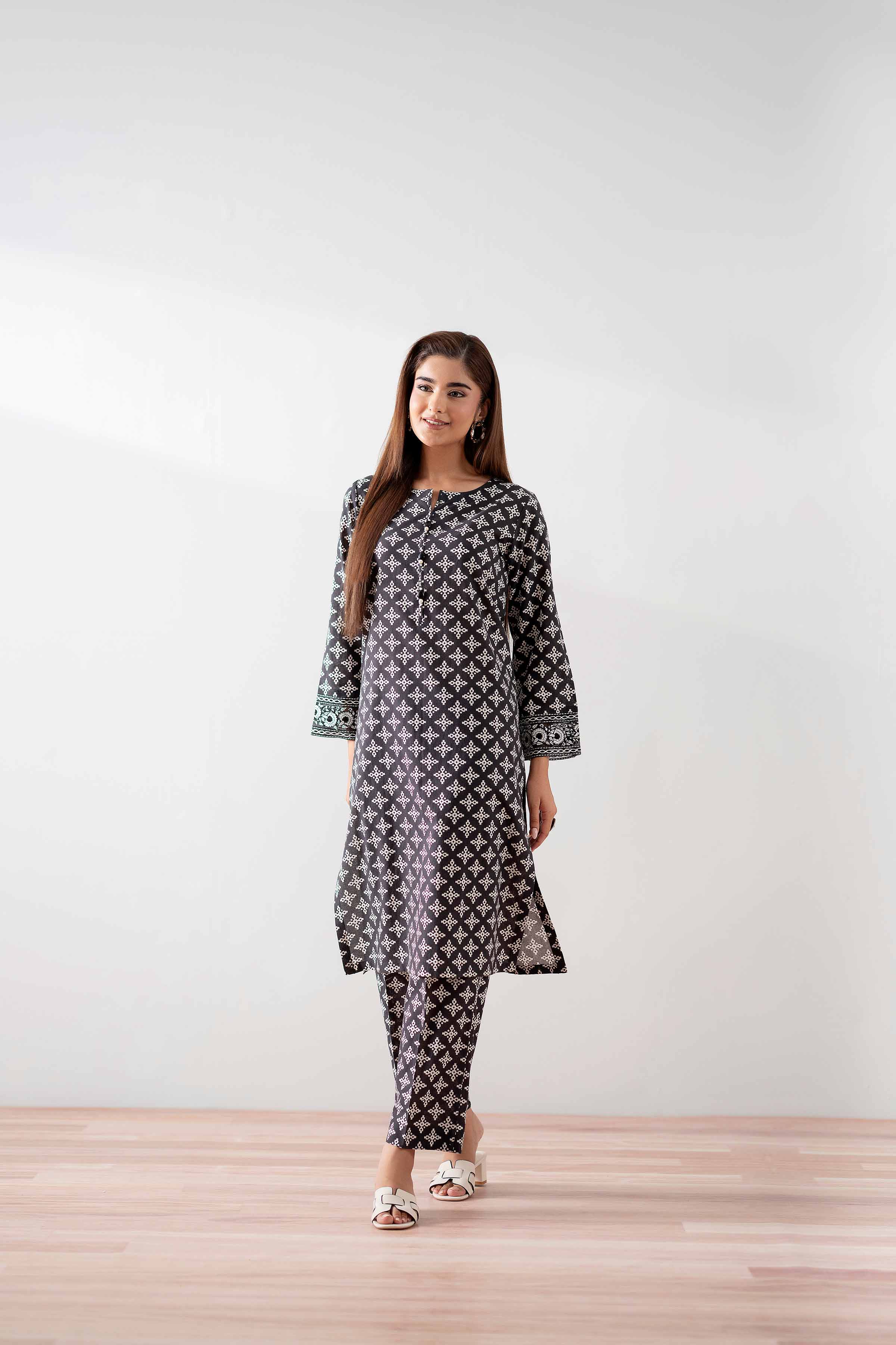 2 Piece - Printed Embroidered Suit - PS25-178 - Image 6