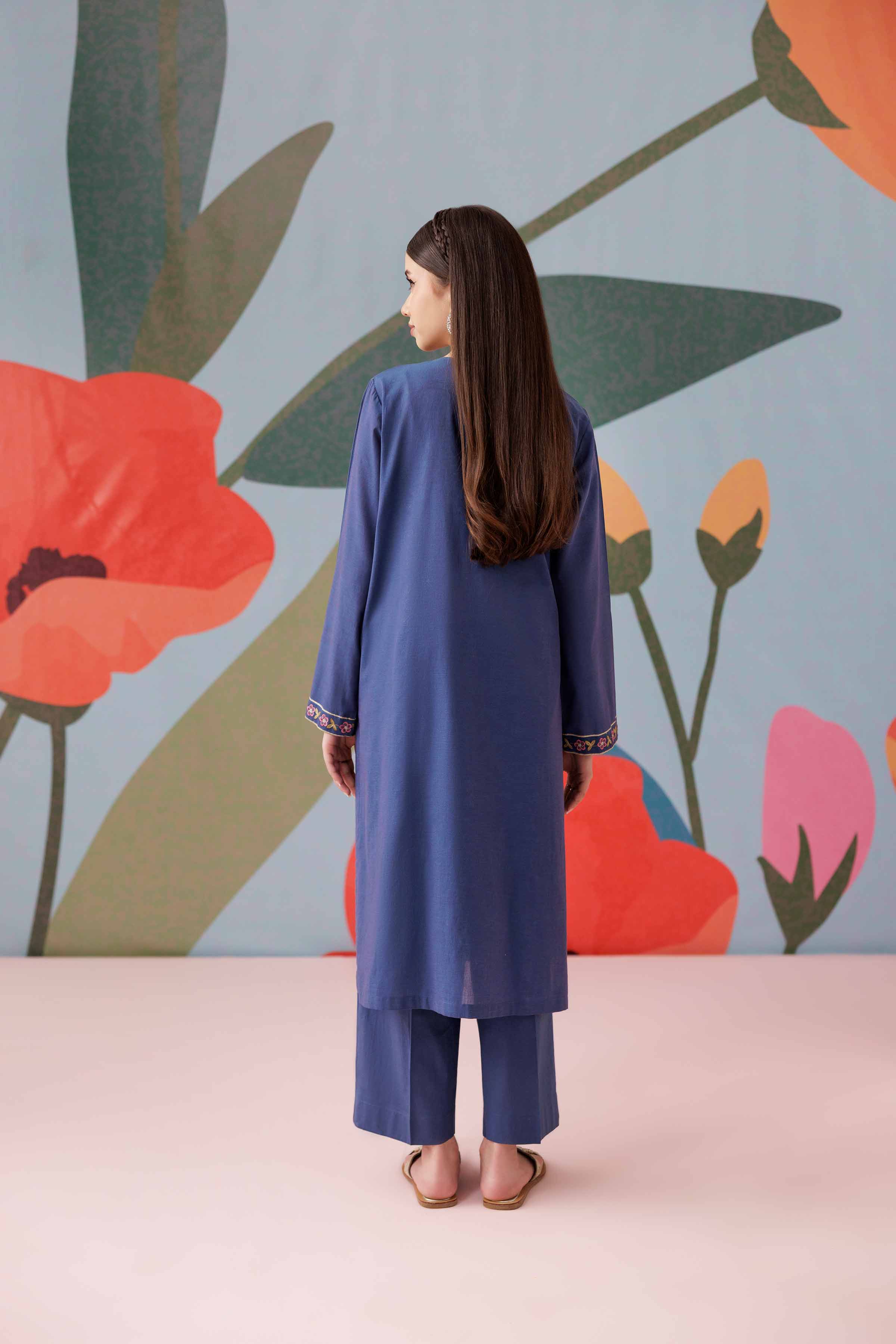 2 Piece - Printed Embroidered Suit - PS25-182 - Image 3