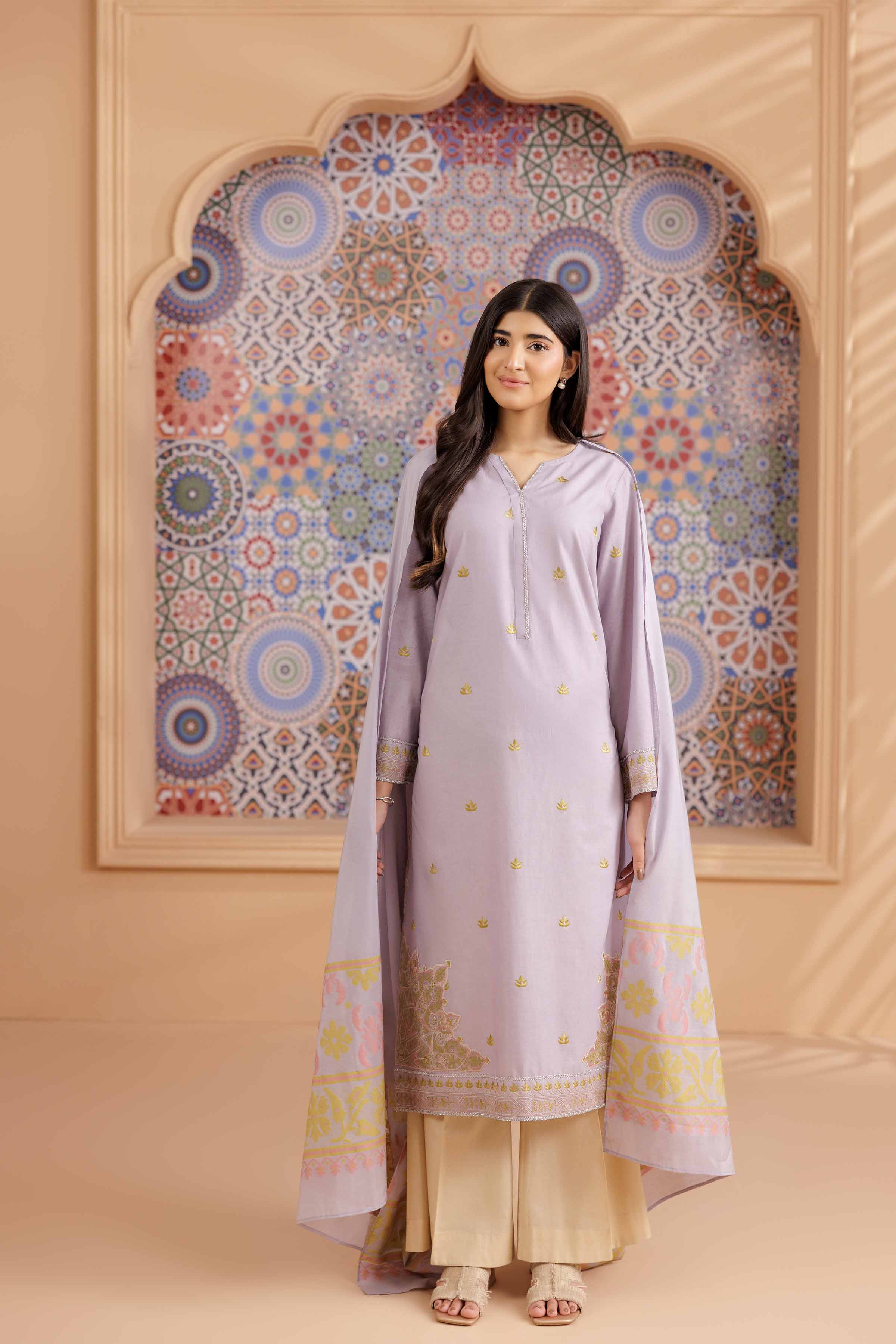 2 Piece - Embroidered Suit - PS25-190 - Image 3