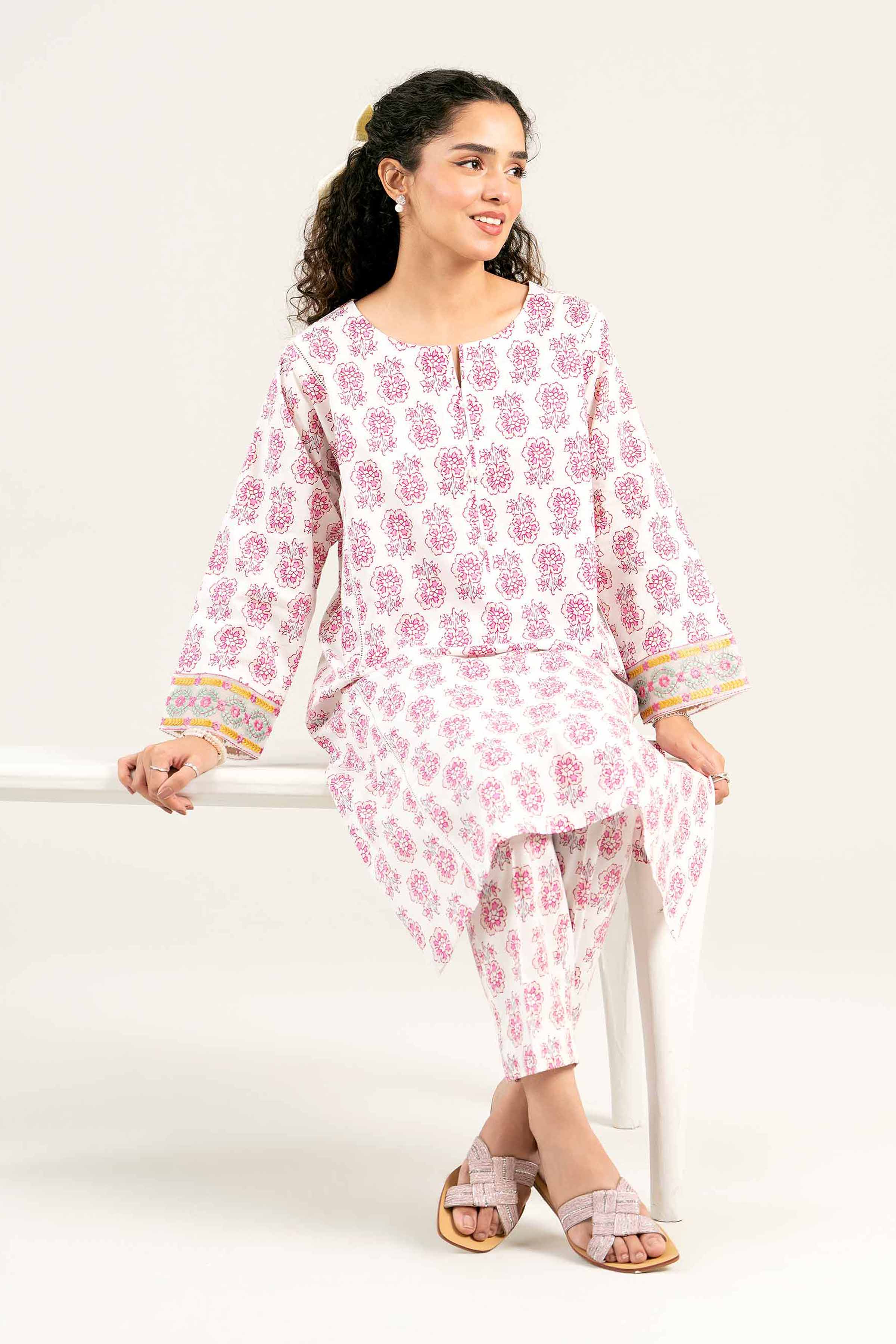 2 Piece - Printed Embroidered Suit - PS25-27 - Image 2