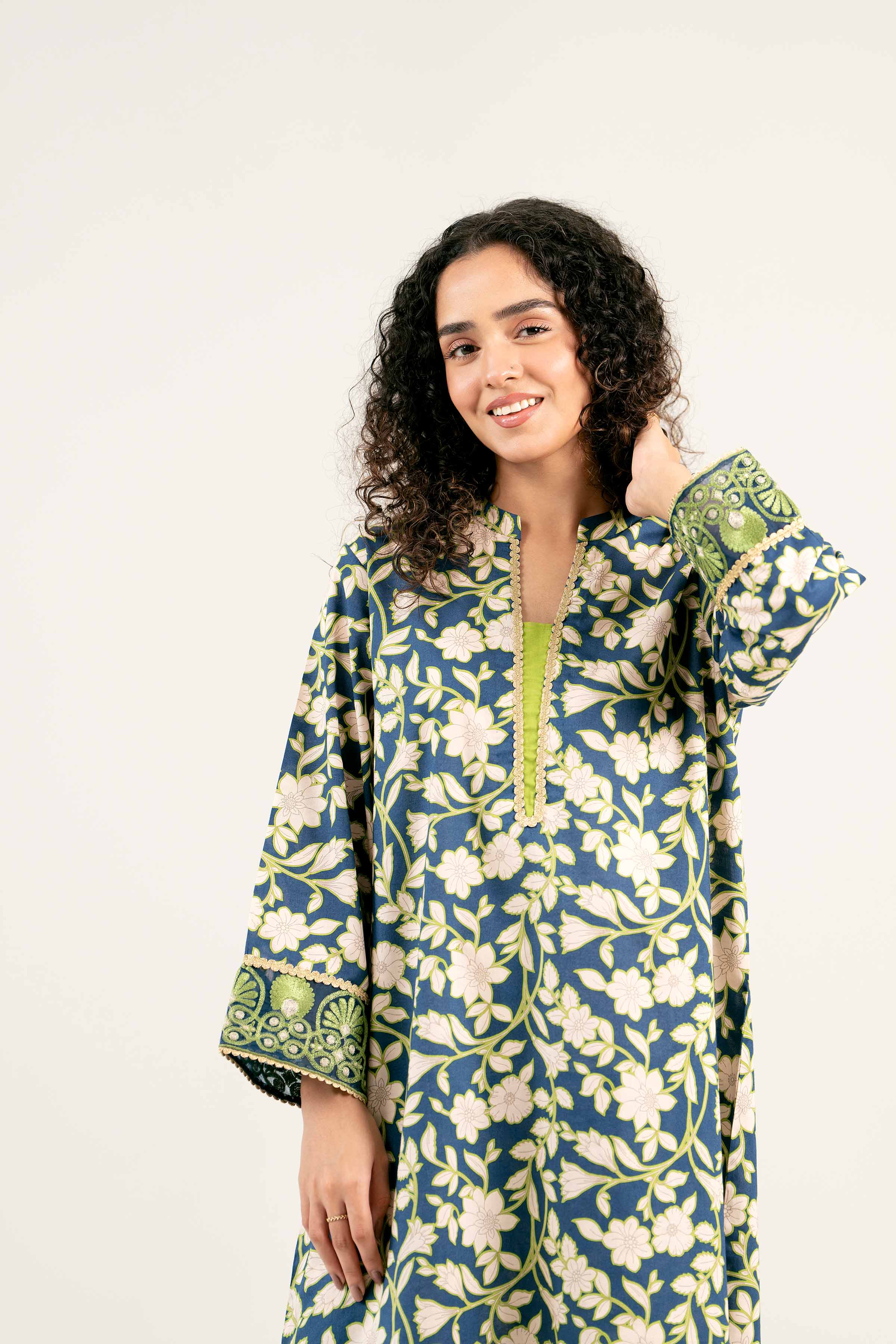 2 Piece - Printed Embroidered Suit - PS25-30 - Image 5