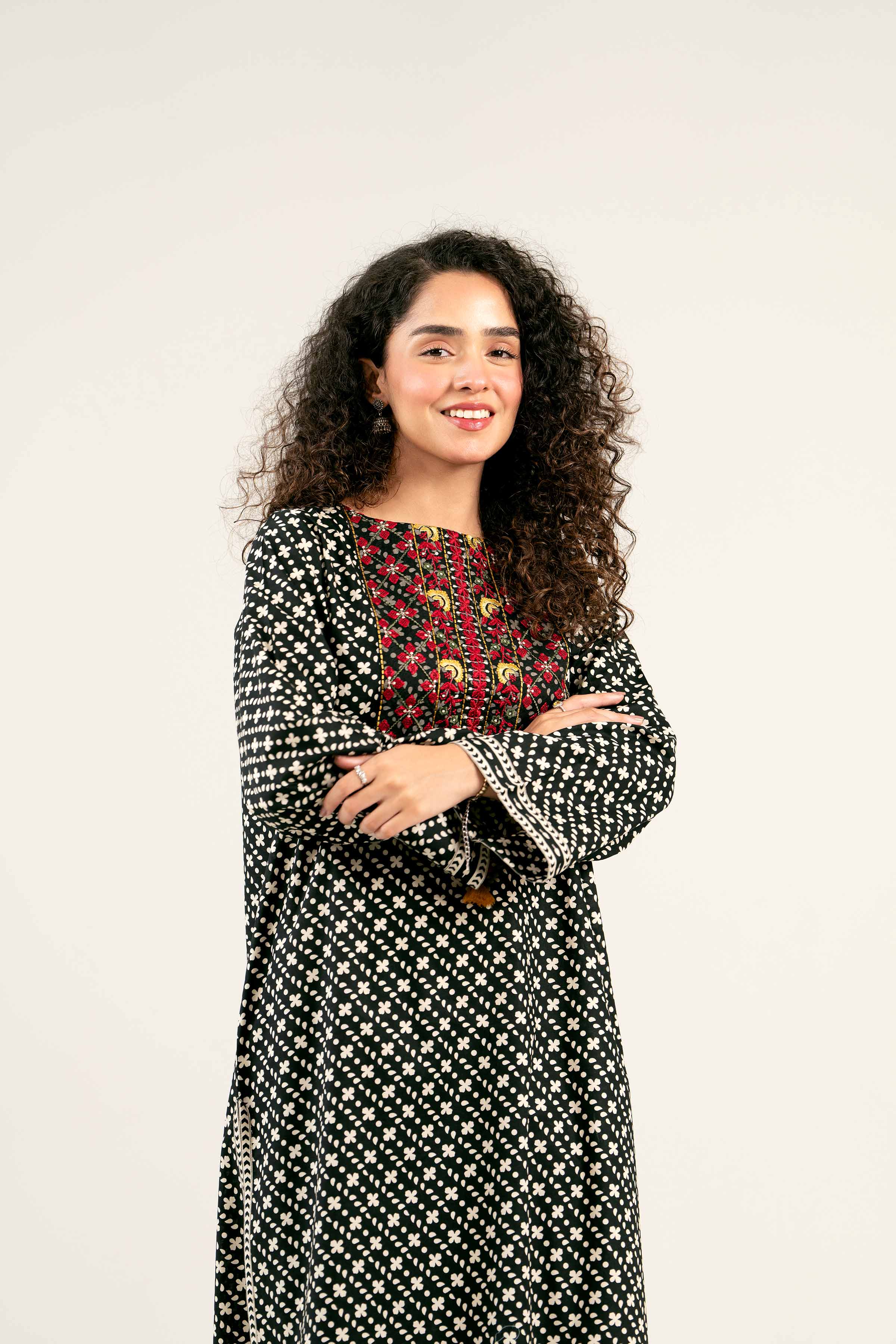 2 Piece - Printed Embroidered Suit - PS25-37 - Image 6